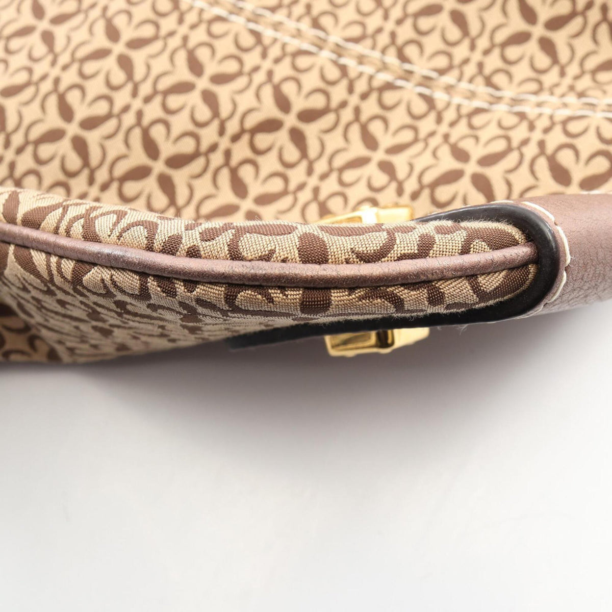 Loewe Beige Brown Canvas Leather Handbag Shoulder Bag (Pre-Owned)