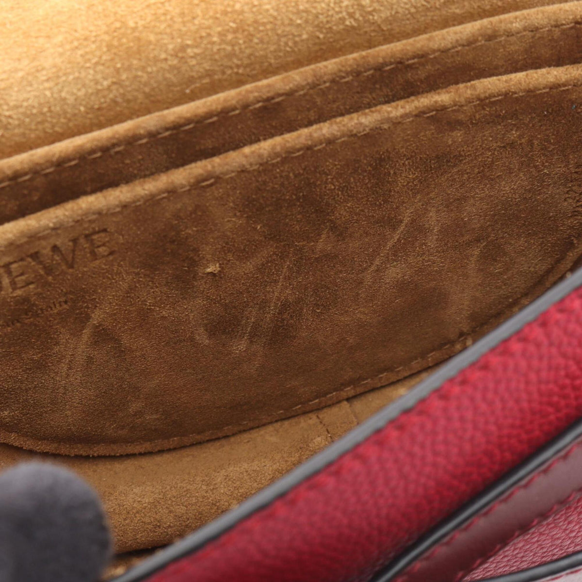 Loewe Bordeaux Red Color Leather Handbag Shoulder Bag (Pre-Owned)