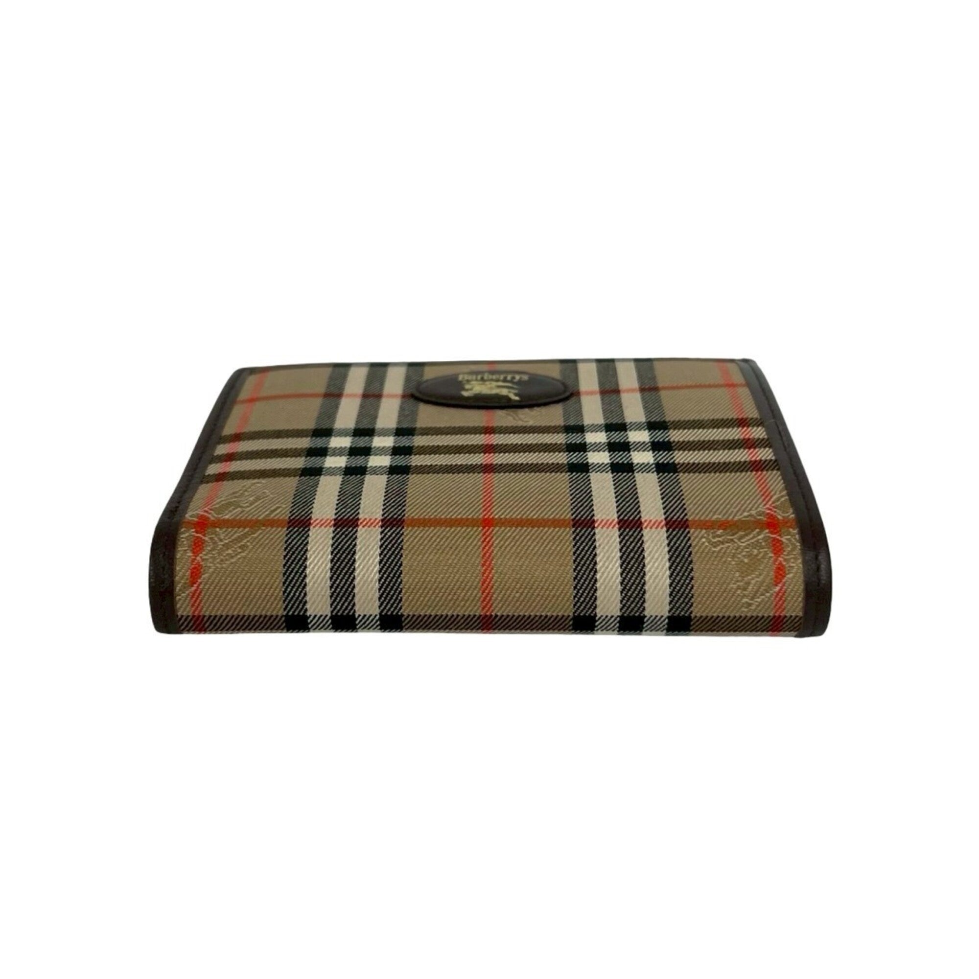 Burberry Beige Brown Canvas Leather Wallet (Bi-Fold) (Pre-Owned)