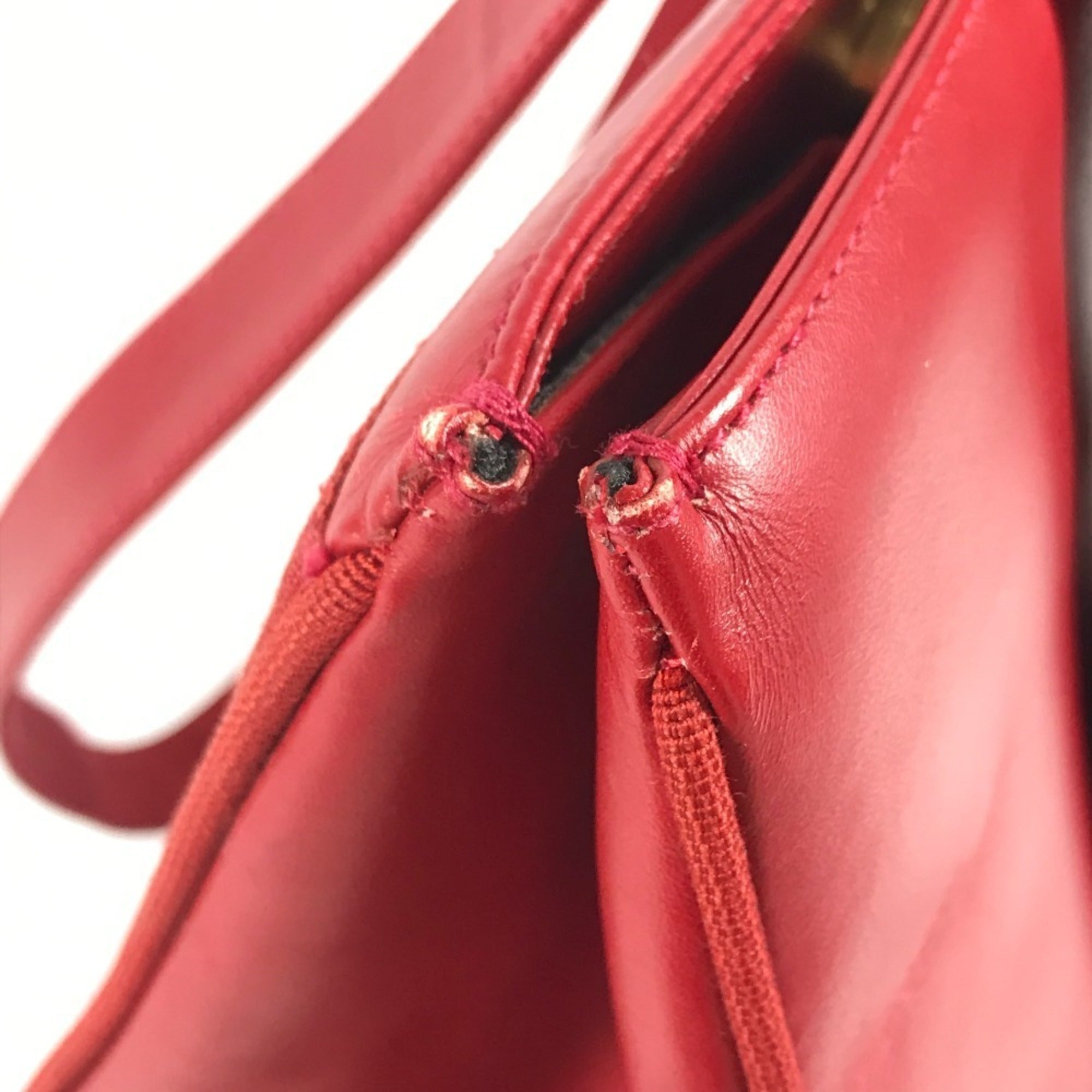 Salvatore Ferragamo Vara Red Color Leather Shoulder Bag Tote Bag (Pre-Owned)