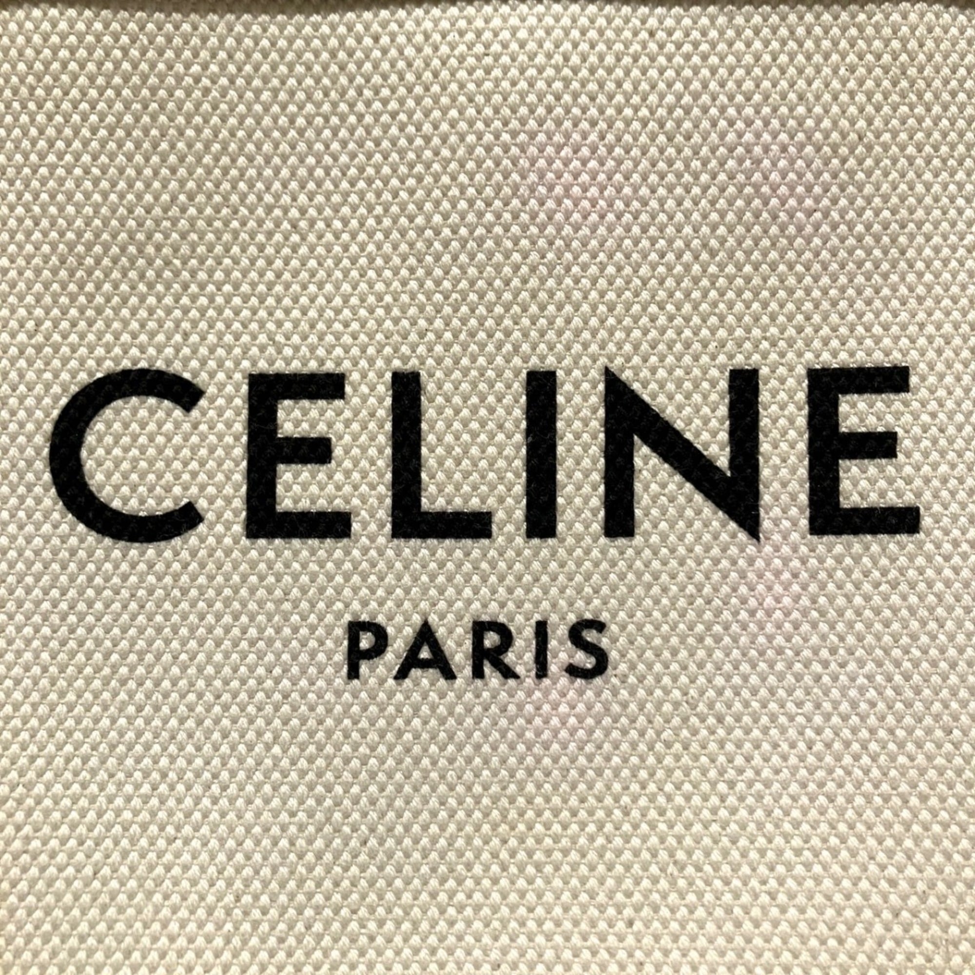 Celine Brown Ivory Canvas Leather Shoulder Bag (Pre-Owned)