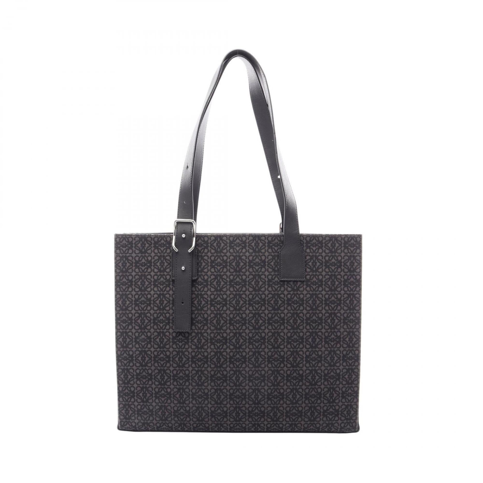 Loewe Black Gray Canvas Leather Handbag Tote Bag (Pre-Owned)