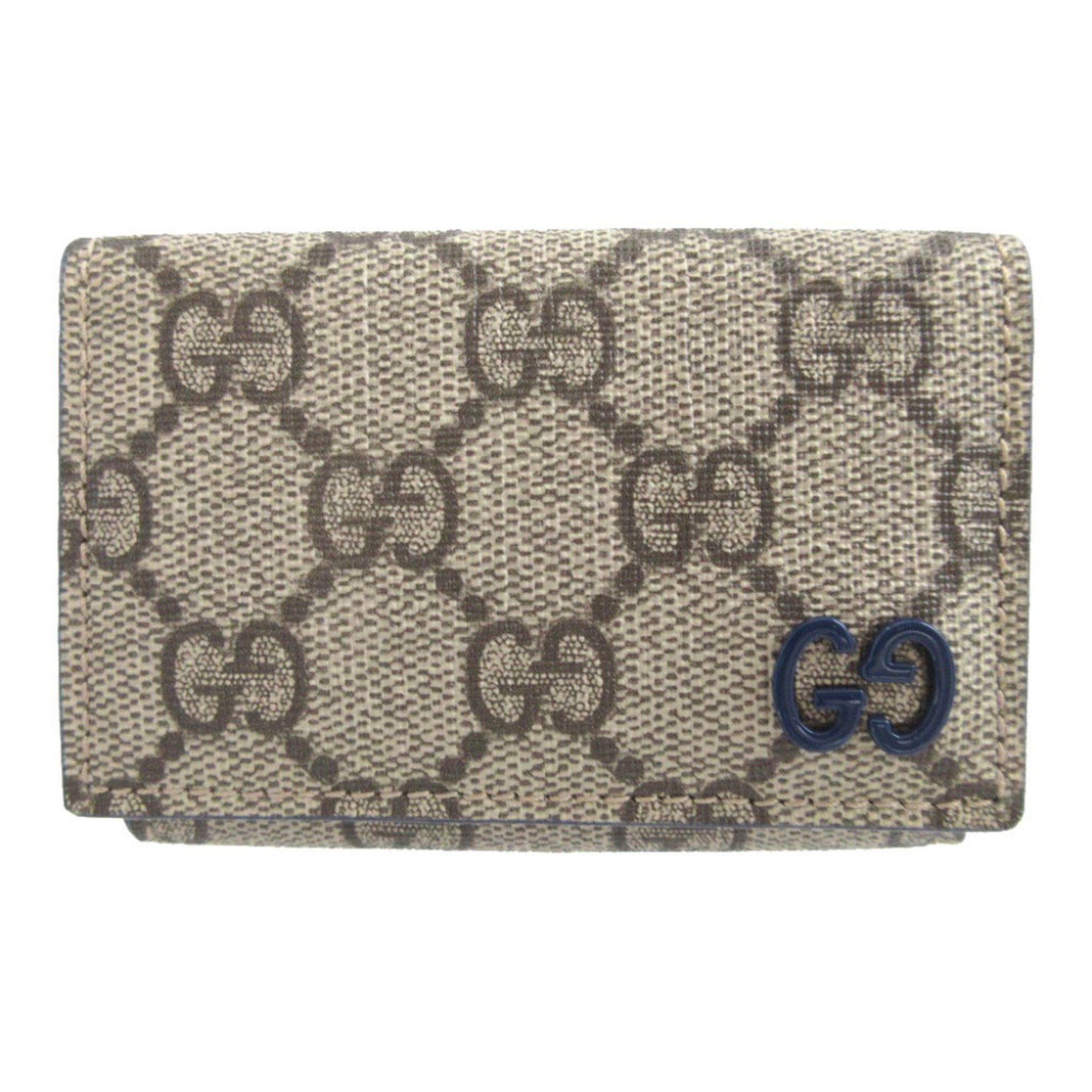 Gucci Beige Blue Gg Supreme Leather Wallet (Tri-Fold) (Pre-Owned)