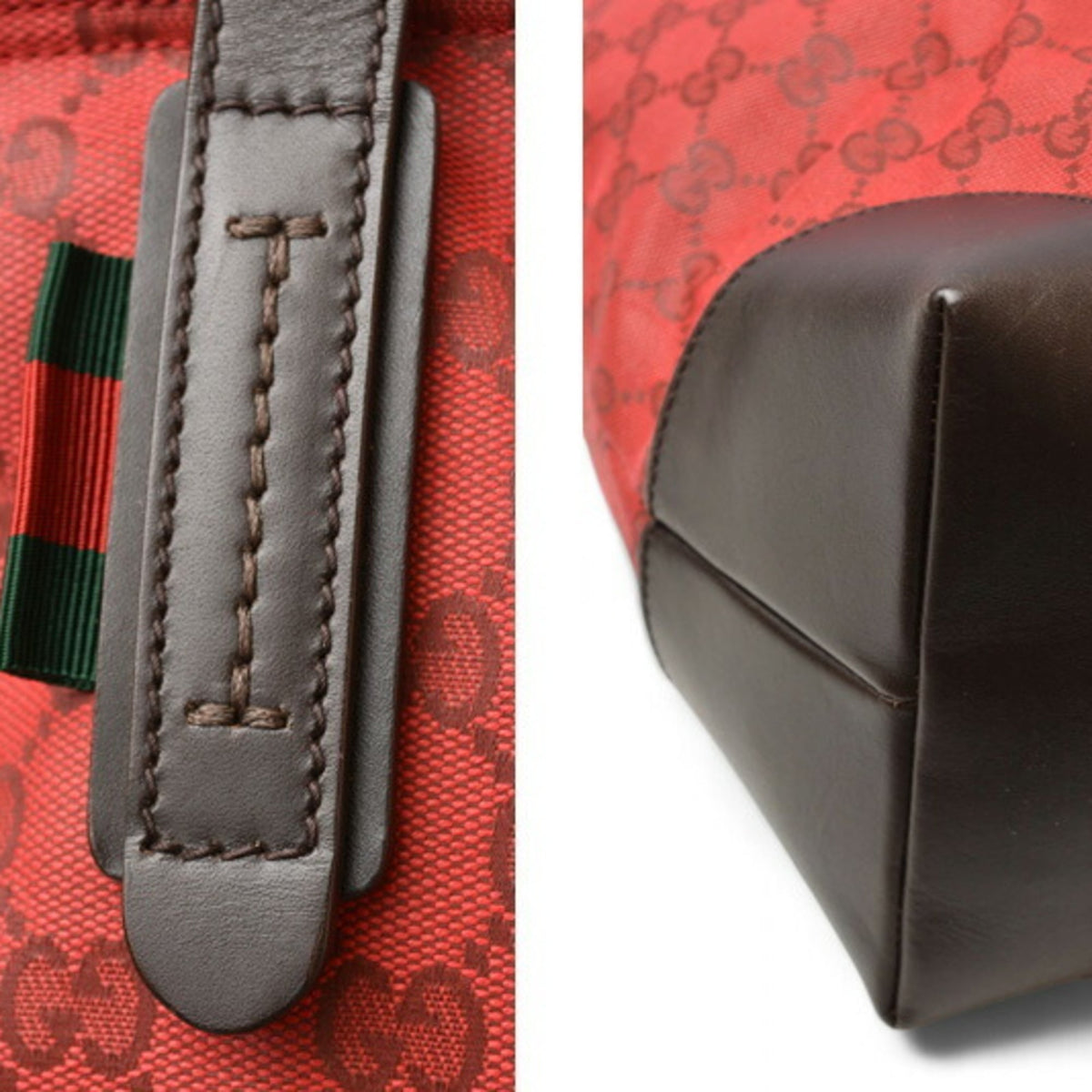 Gucci Dark Red Red Color Coated Canvas Shoulder Bag Tote Bag (Pre-Owned)