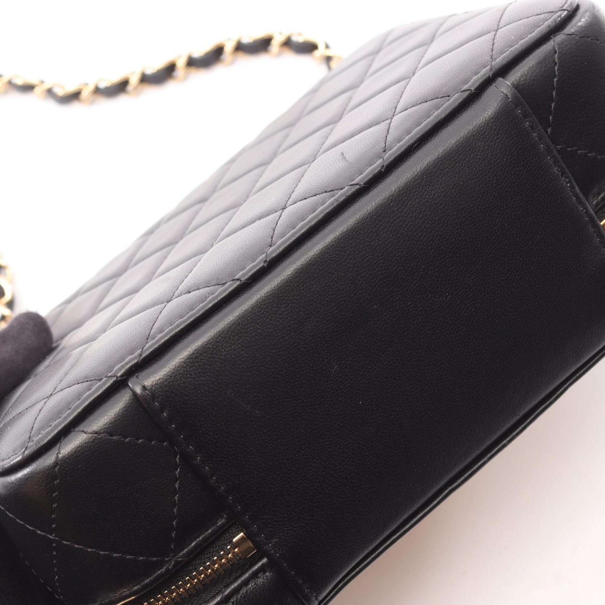Chanel Black Gold Leather Handbag Shoulder Bag Vanity Bag (Pre-Owned)