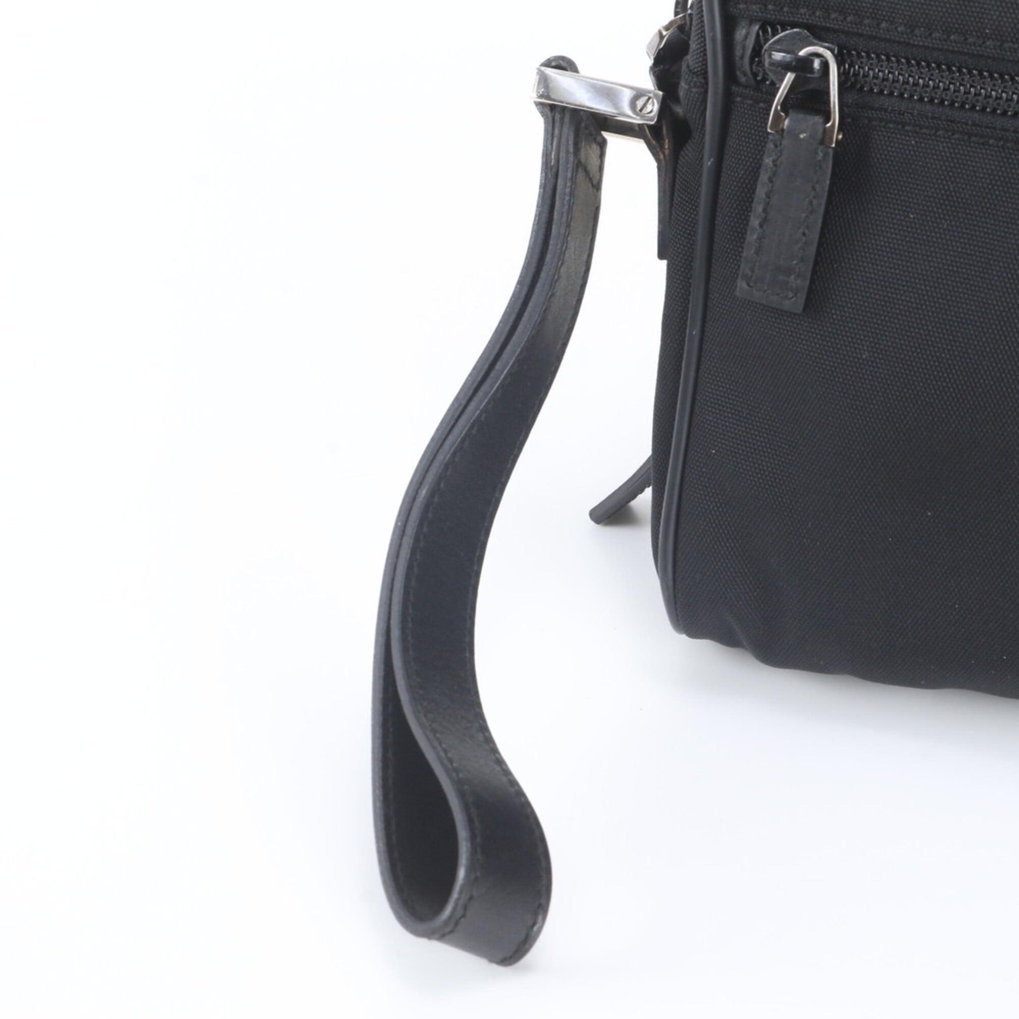 Gucci Black Leather Canvas Clutch Bag Pouch (Pre-Owned)