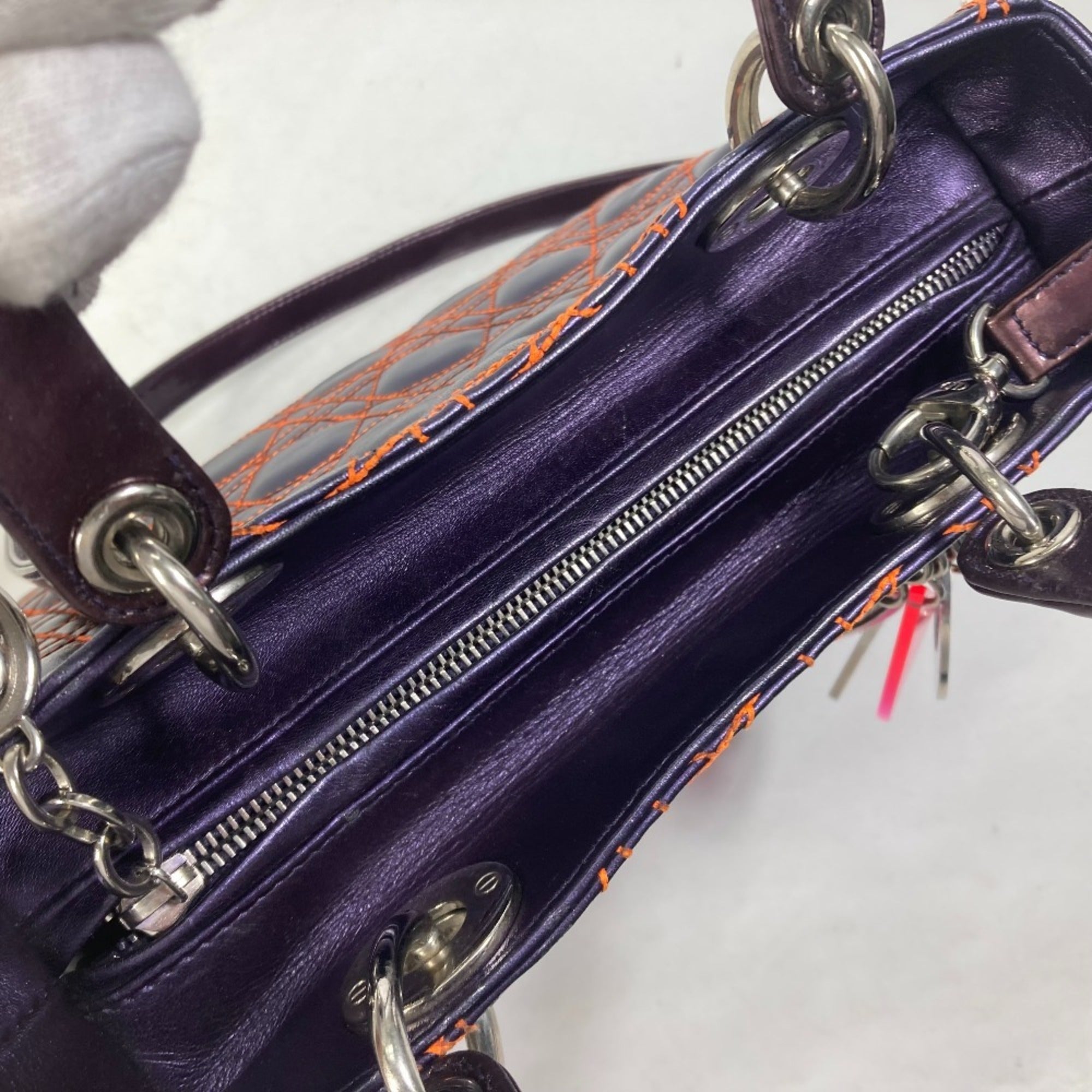 Christian Dior Orange Purple Leather Handbag Shoulder Bag (Pre-Owned)