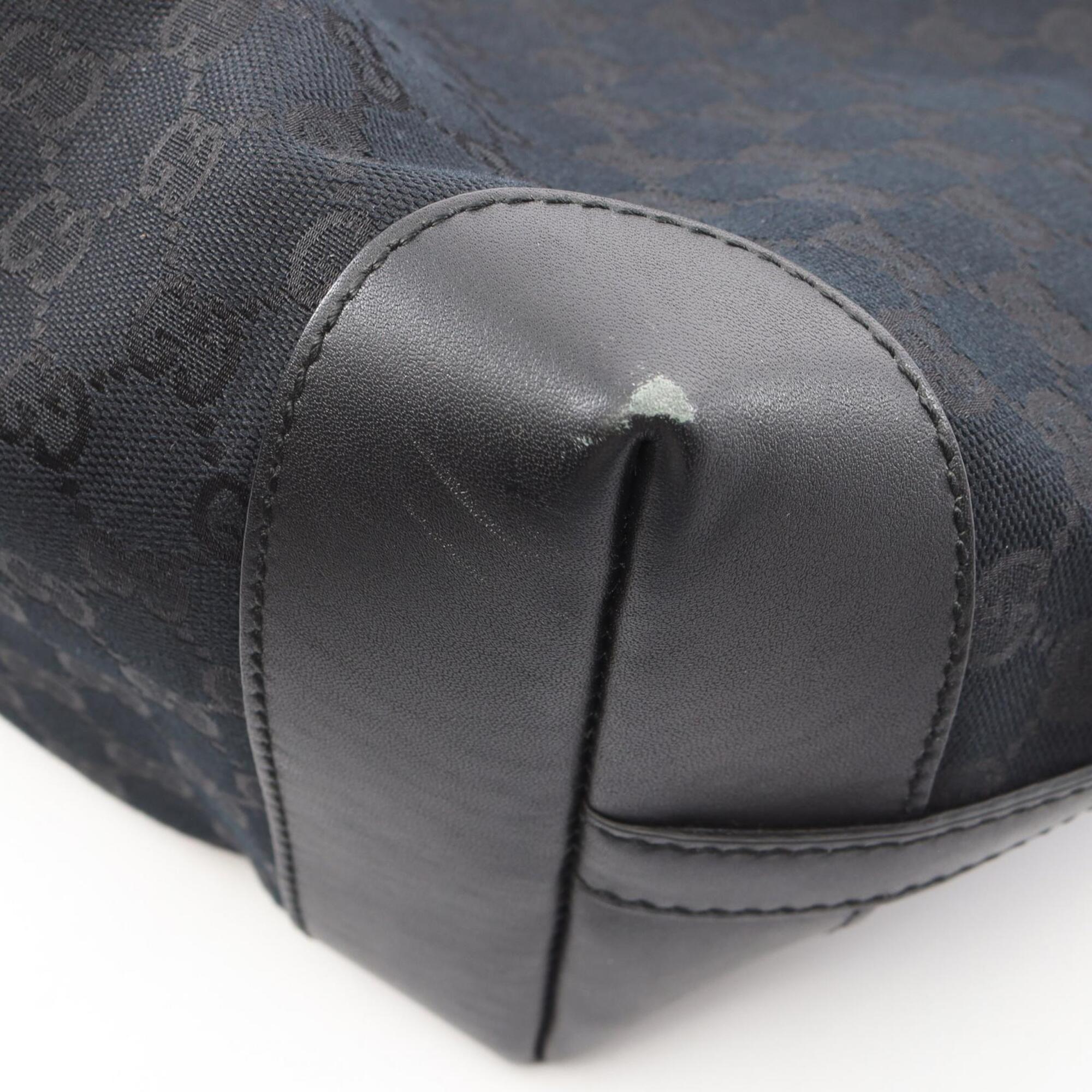 Gucci Black Canvas Leather Handbag Pouch Tote Bag (Pre-Owned)