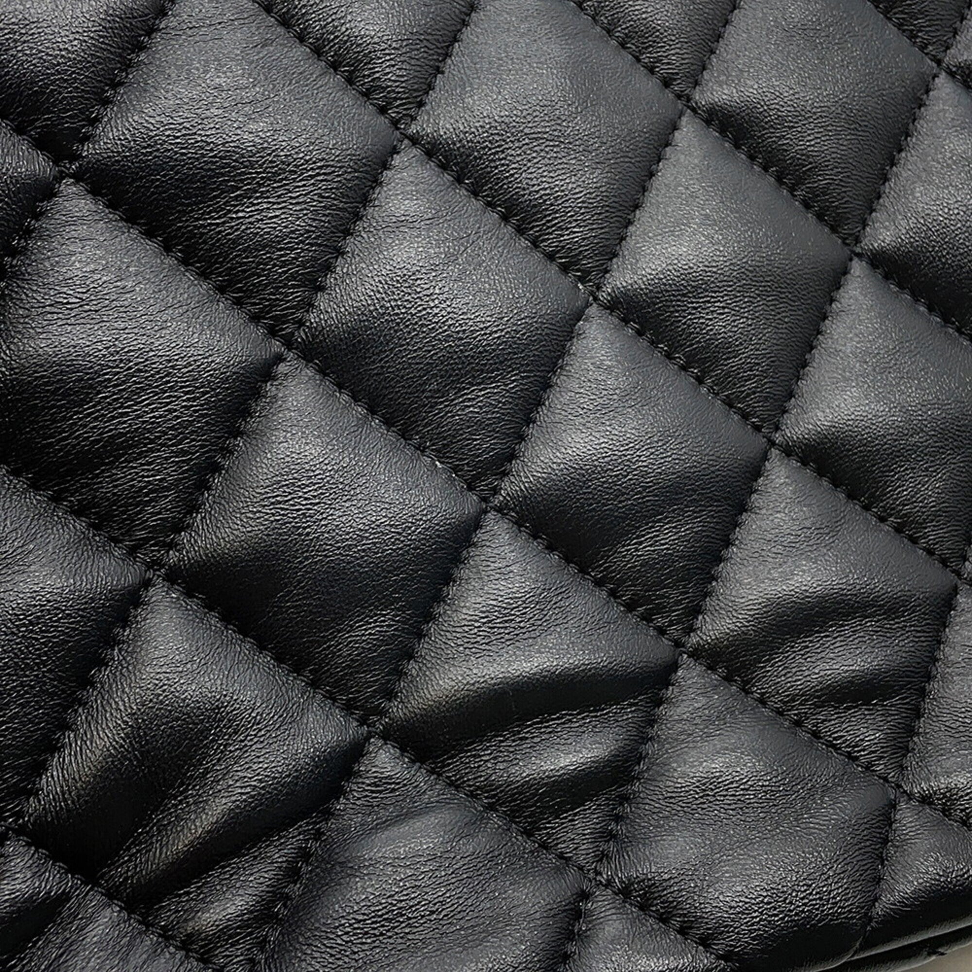 Chanel Black Leather Handbag Shoulder Bag (Pre-Owned)