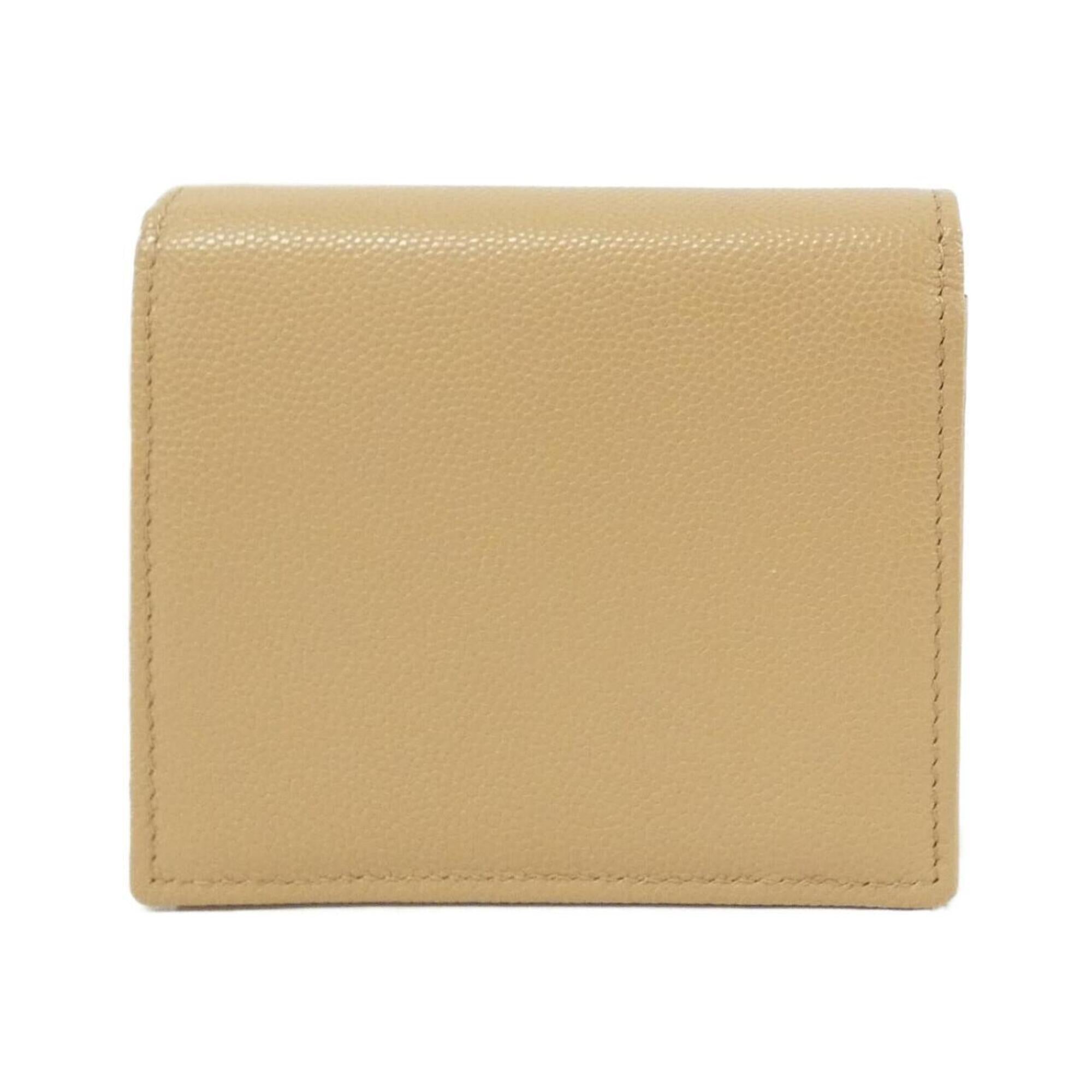 Chanel Beige Grained Calfskin Wallet (Bi-Fold) (Pre-Owned)