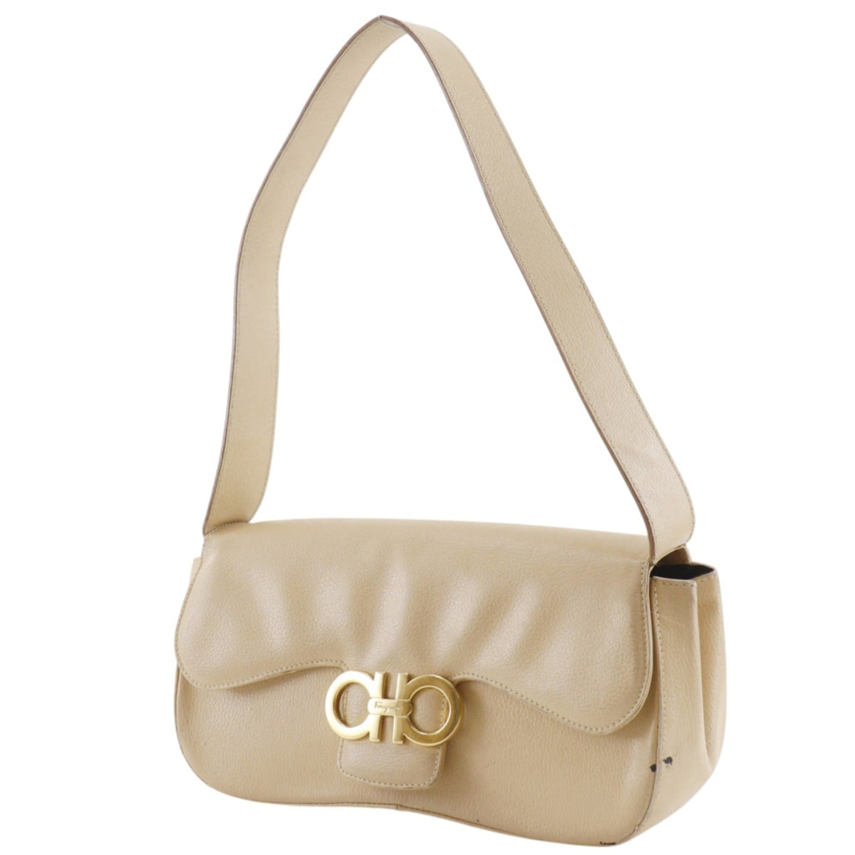 Salvatore Ferragamo Gancini Beige Shoulder Bag (Pre-Owned)