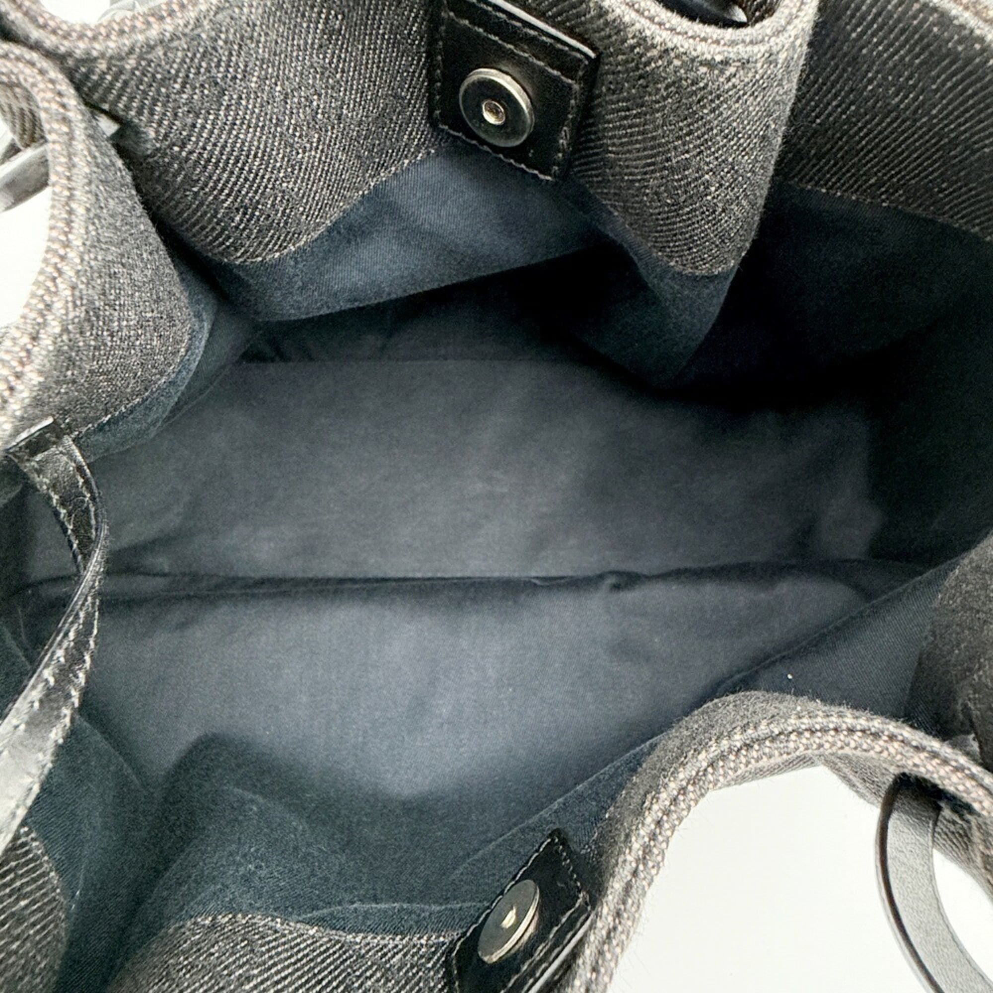 Gucci Black Gg Canvas Leather Handbag Tote Bag (Pre-Owned)