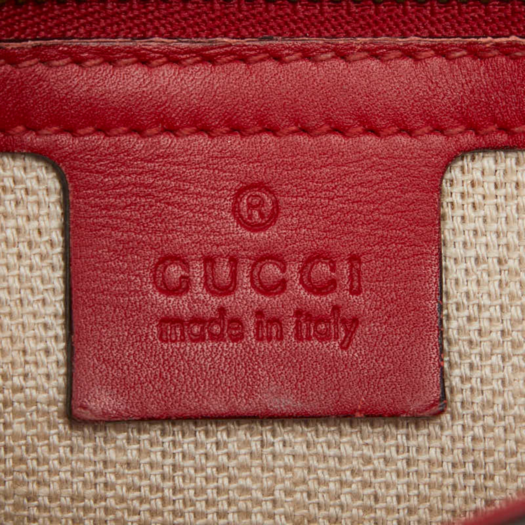 Gucci Beige Red Color Canvas Leather Shoulder Bag (Pre-Owned)
