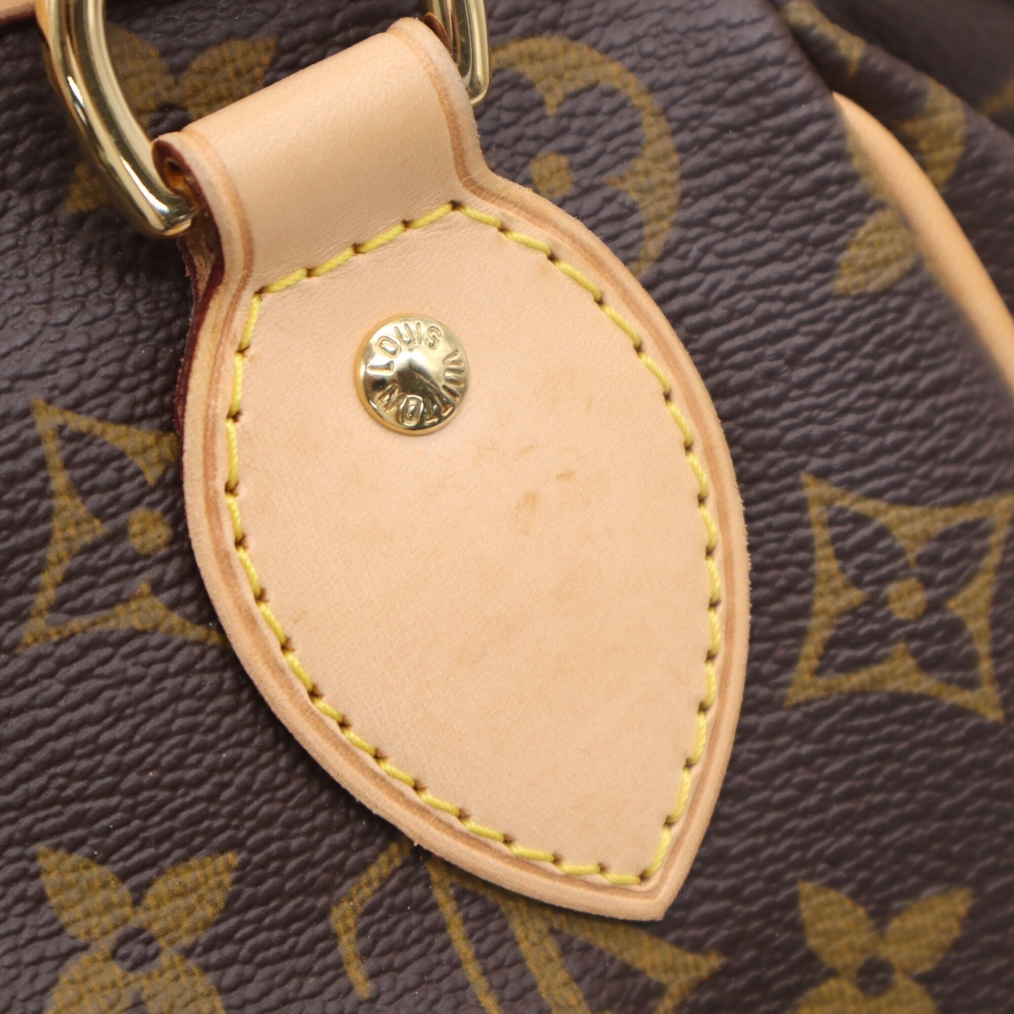 Louis Vuitton Beige Brown Coated Canvas Leather Handbag (Pre-Owned)