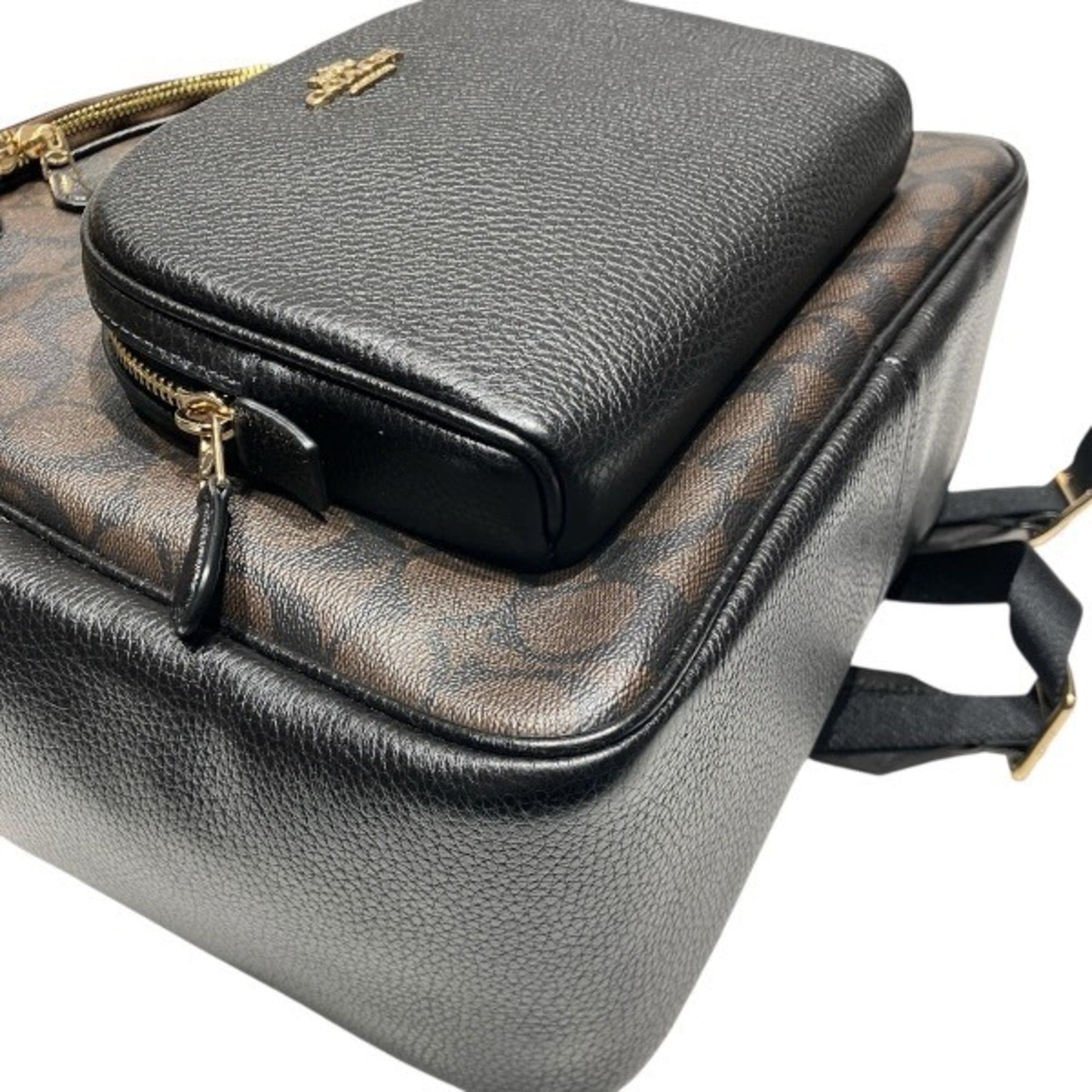 Coach Black Brown Signature Line Backpack (Pre-Owned)