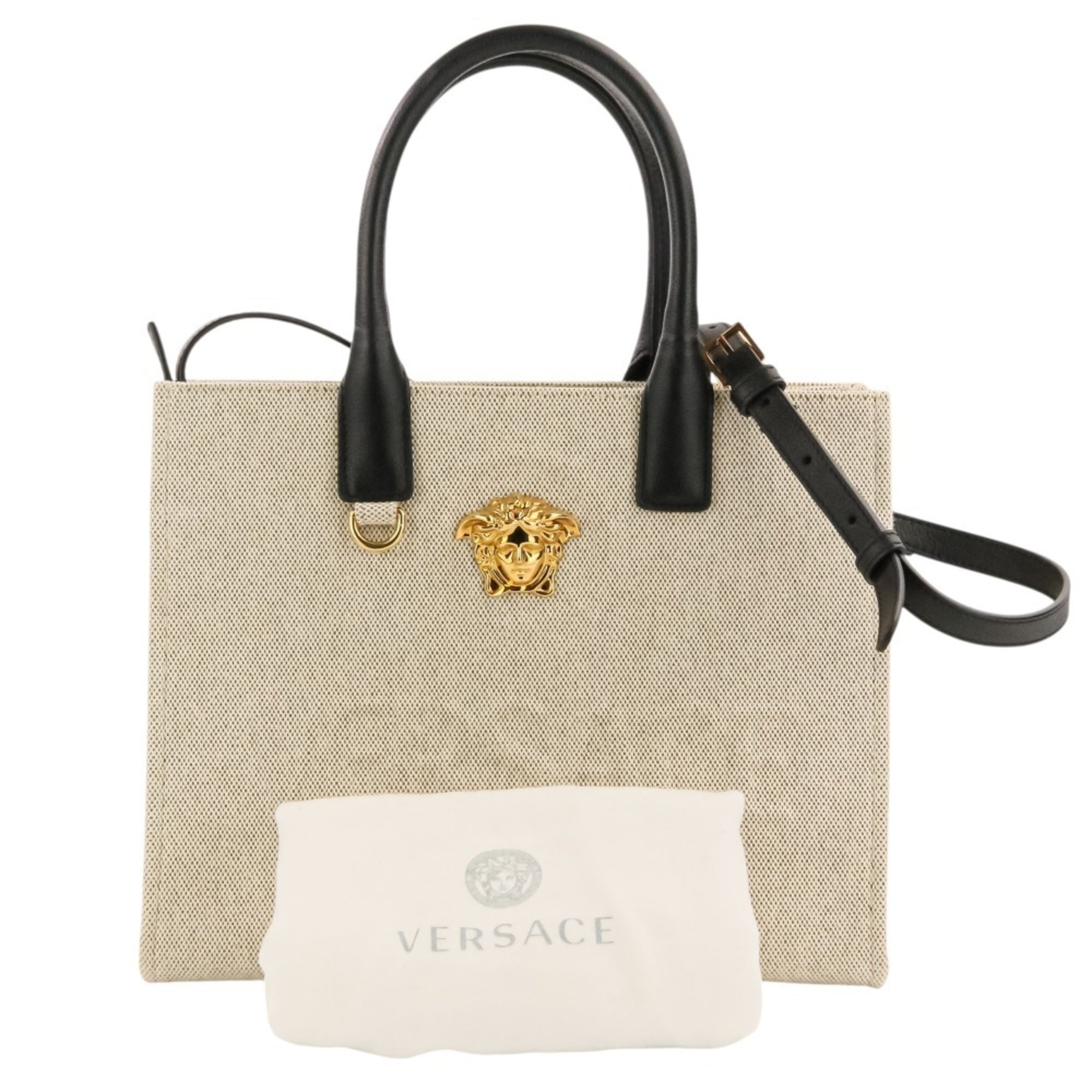 Versace Black Cotton Handbag Tote Bag (Pre-Owned)