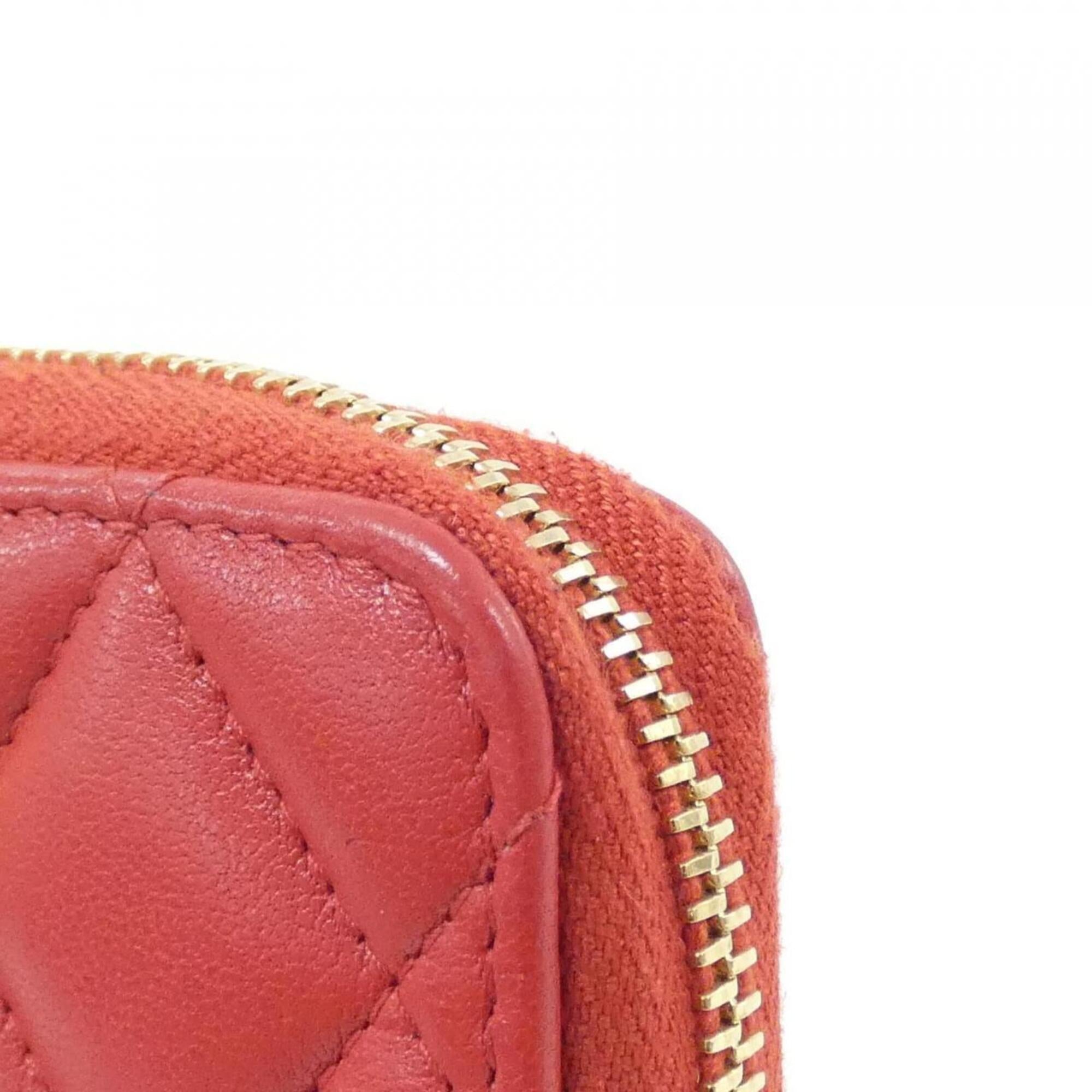 Chanel Red Color Leather Coin Purse/Coin Case (Pre-Owned)