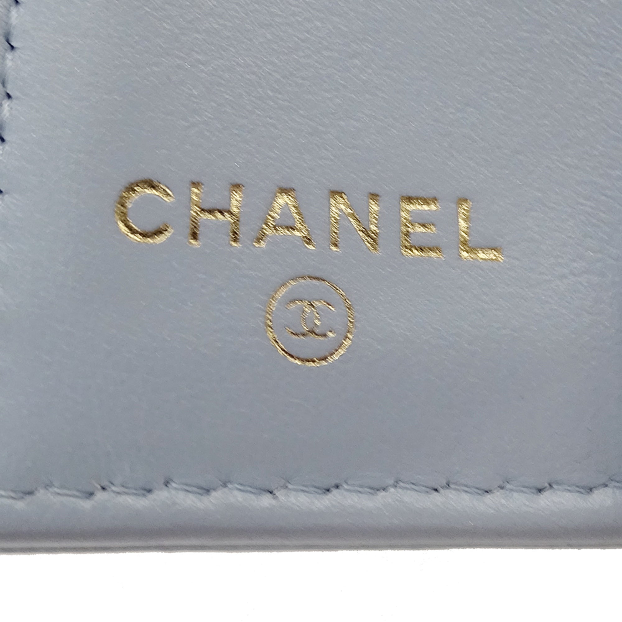 Chanel Light Blue Grained Calfskin Wallet (Tri-Fold) (Pre-Owned)