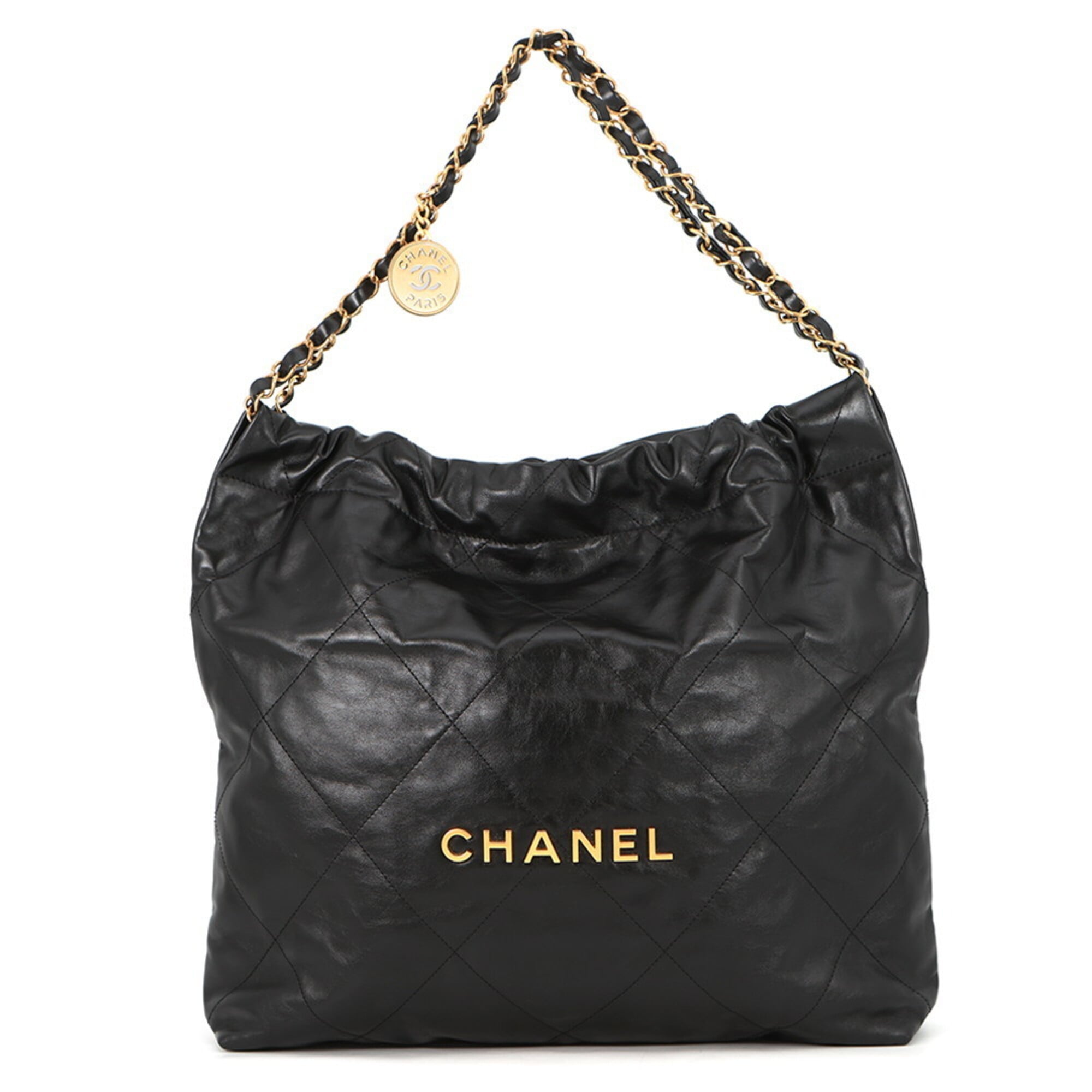 Chanel Black Leather Handbag Shoulder Bag (Pre-Owned)