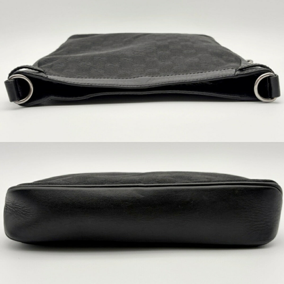 Gucci Black Gg Canvas Leather Shoulder Bag (Pre-Owned)