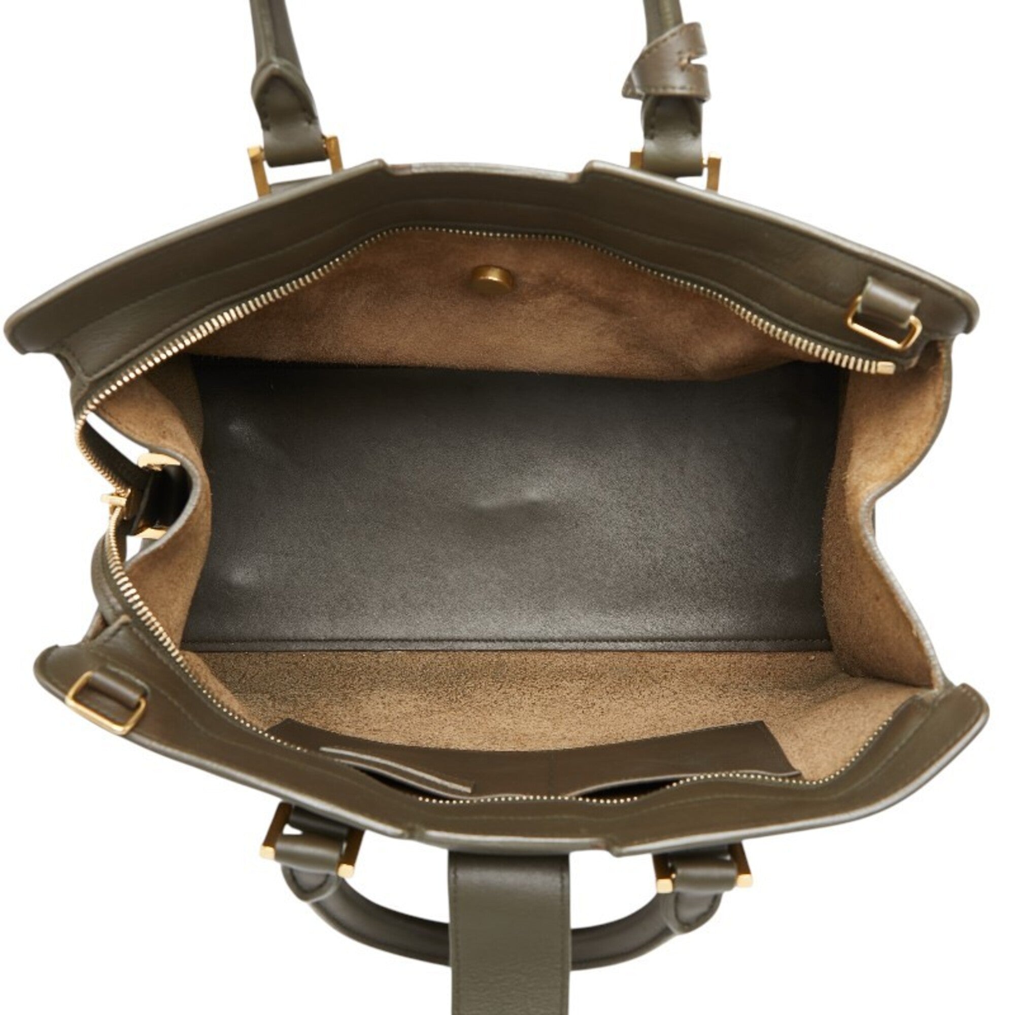 Saint Laurent Green Khaki Leather Handbag Shoulder Bag (Pre-Owned)
