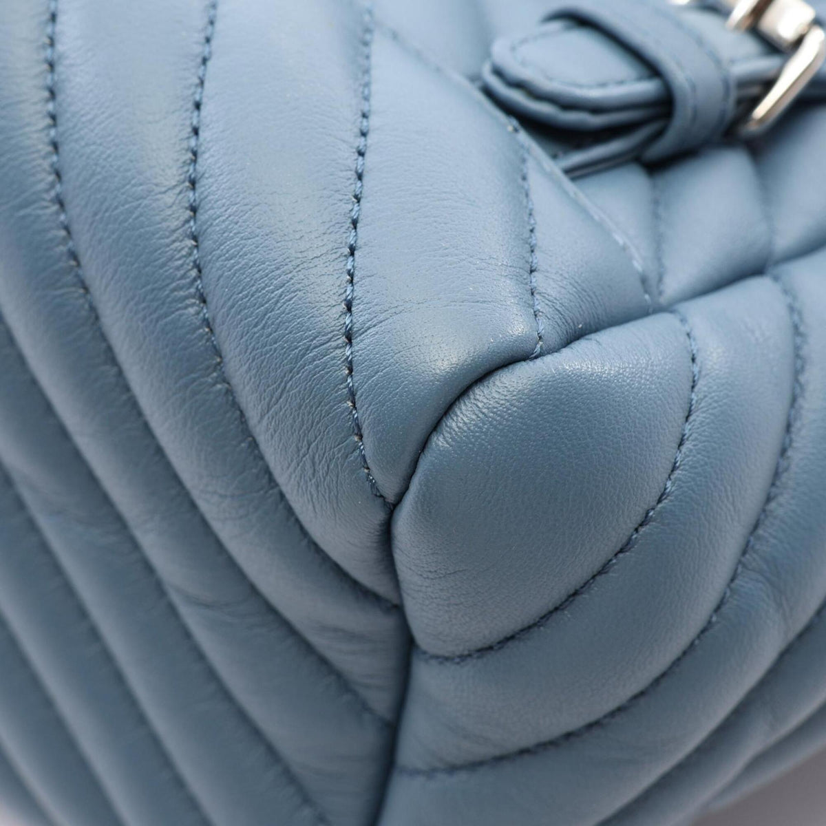 Chanel Blue Leather Backpack Handbag (Pre-Owned)