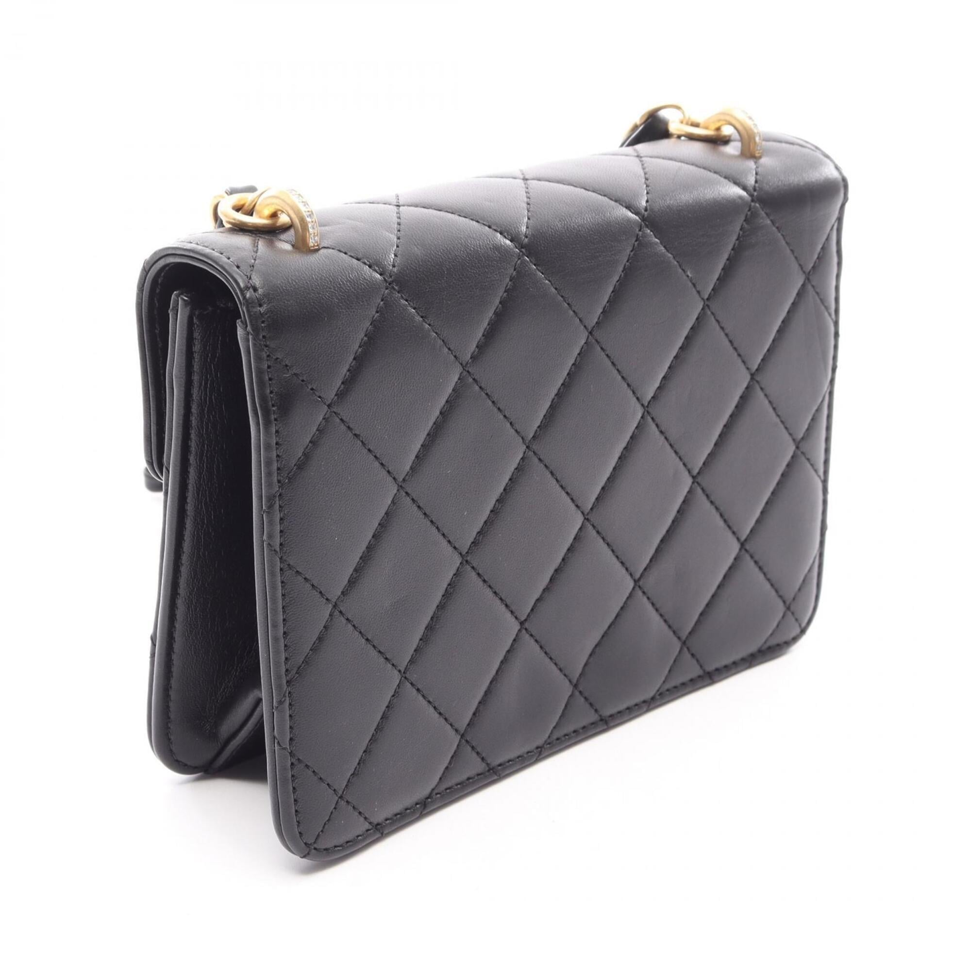 Chanel Black Leather Handbag Shoulder Bag (Pre-Owned)