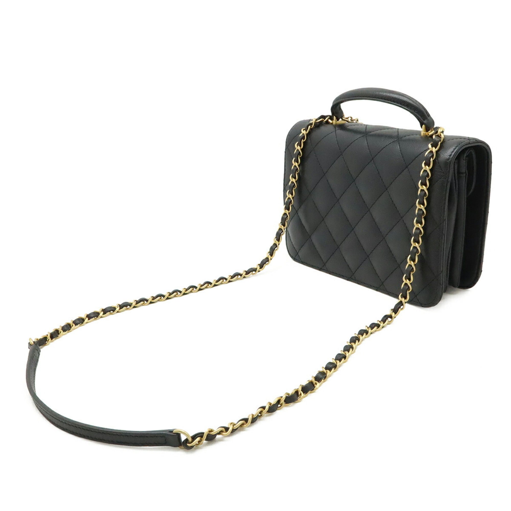 Chanel Matelasse Black Grained Calfskin Handbag Shoulder Bag (Pre-Owned)