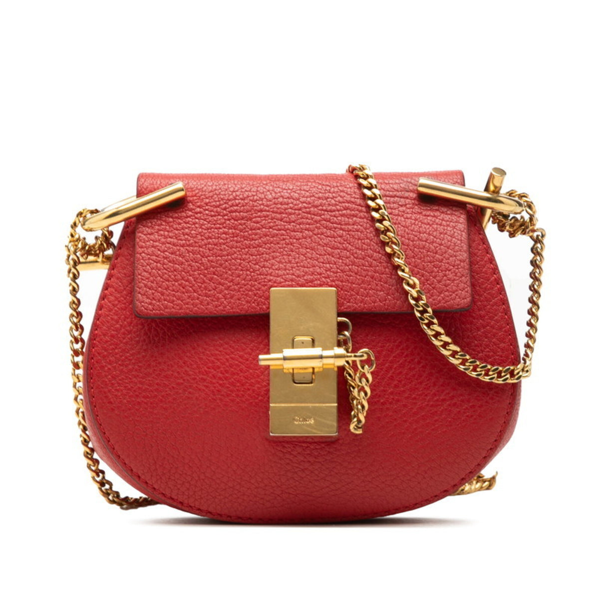 Chloé Gold Red Color Leather Shoulder Bag (Pre-Owned)