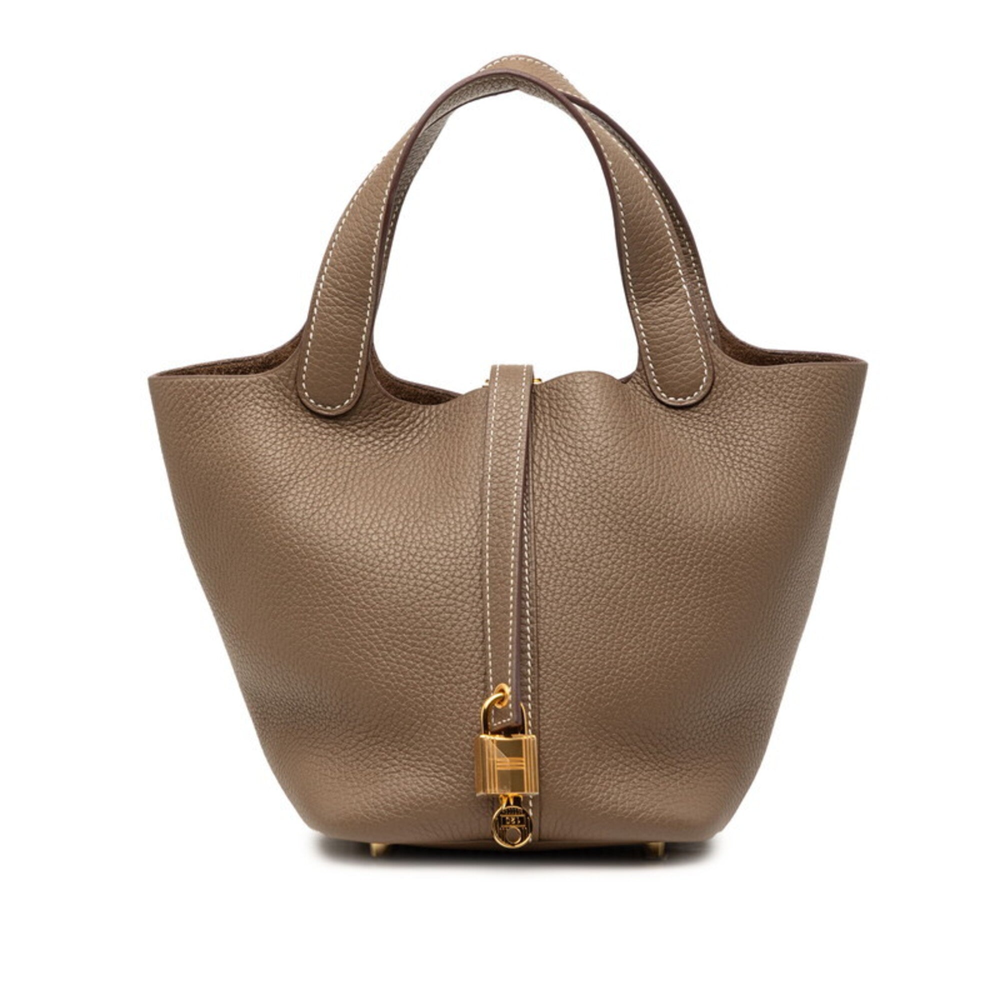 Hermes Brown Taurillon Clemence Leather Handbag (Pre-Owned)