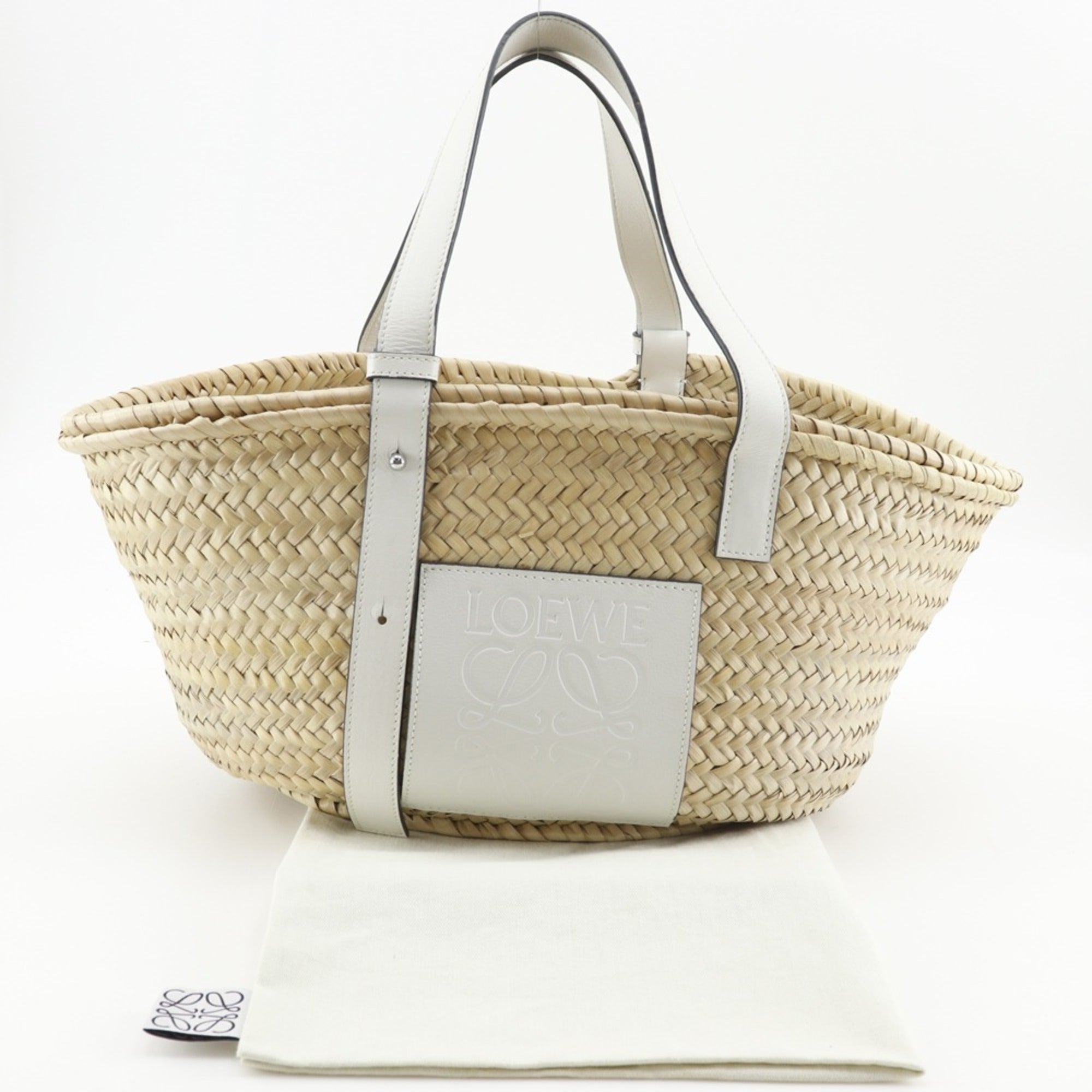 Loewe Beige Raffia Leather Basket Tote Bag (Pre-Owned)
