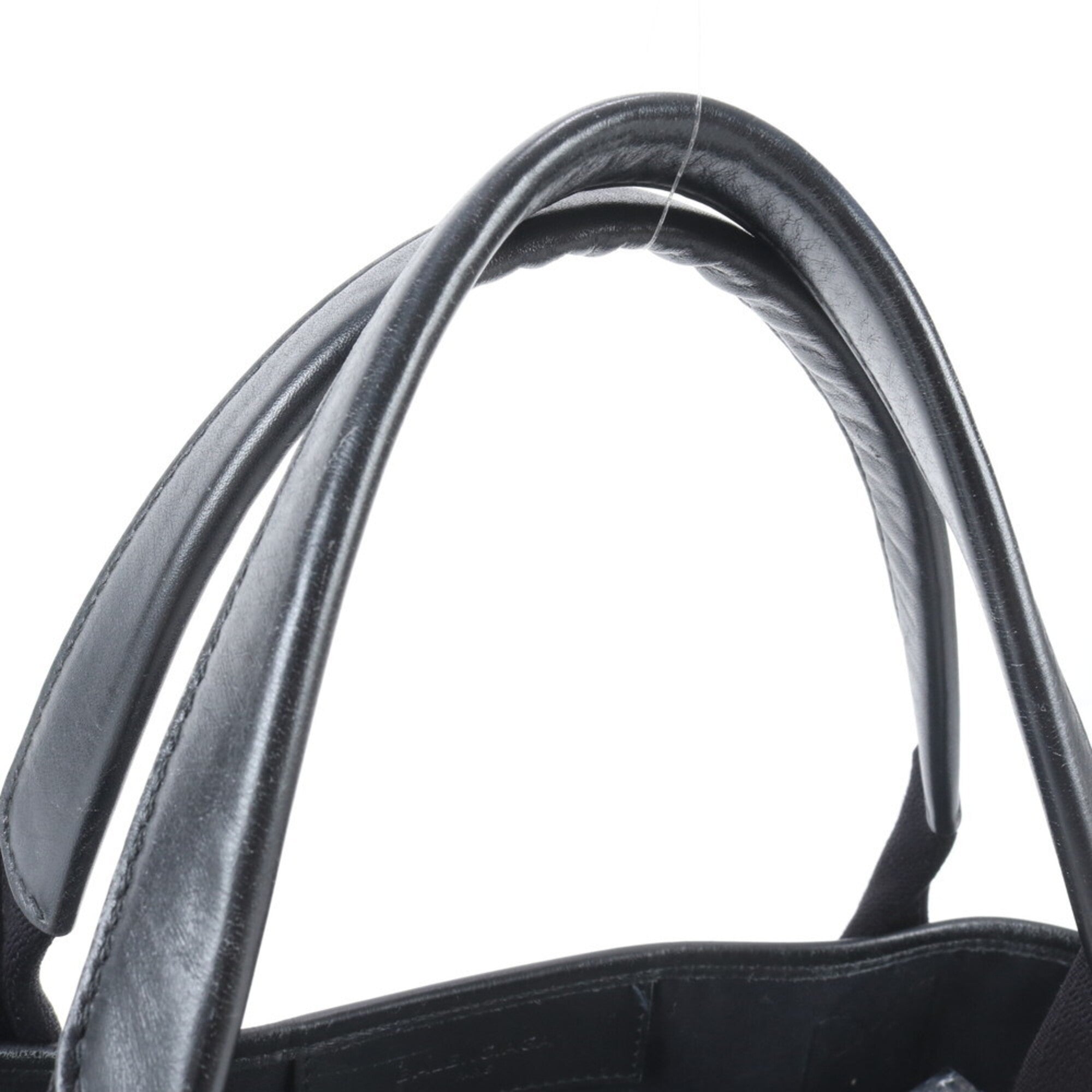 Balenciaga Black White Canvas Leather Handbag Pouch Tote Bag (Pre-Owned)