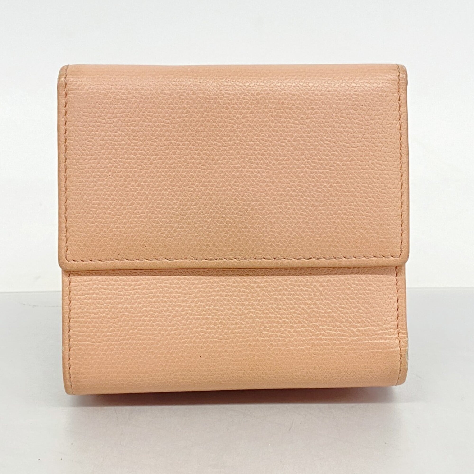 Chanel Pink Leather Long Wallet (Tri-Fold) (Pre-Owned)
