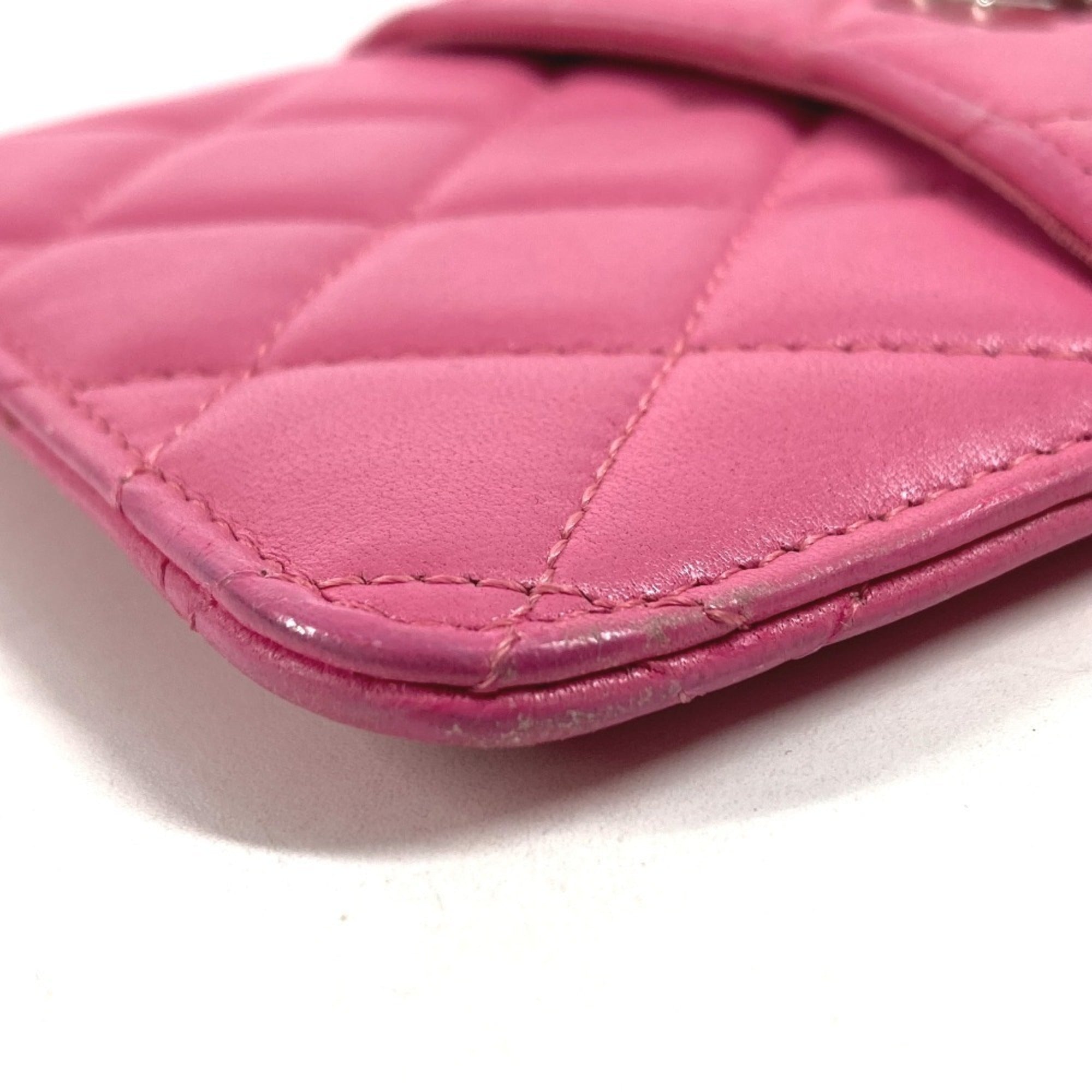 Chanel Pink Leather Long Wallet (Bi-Fold) (Pre-Owned)