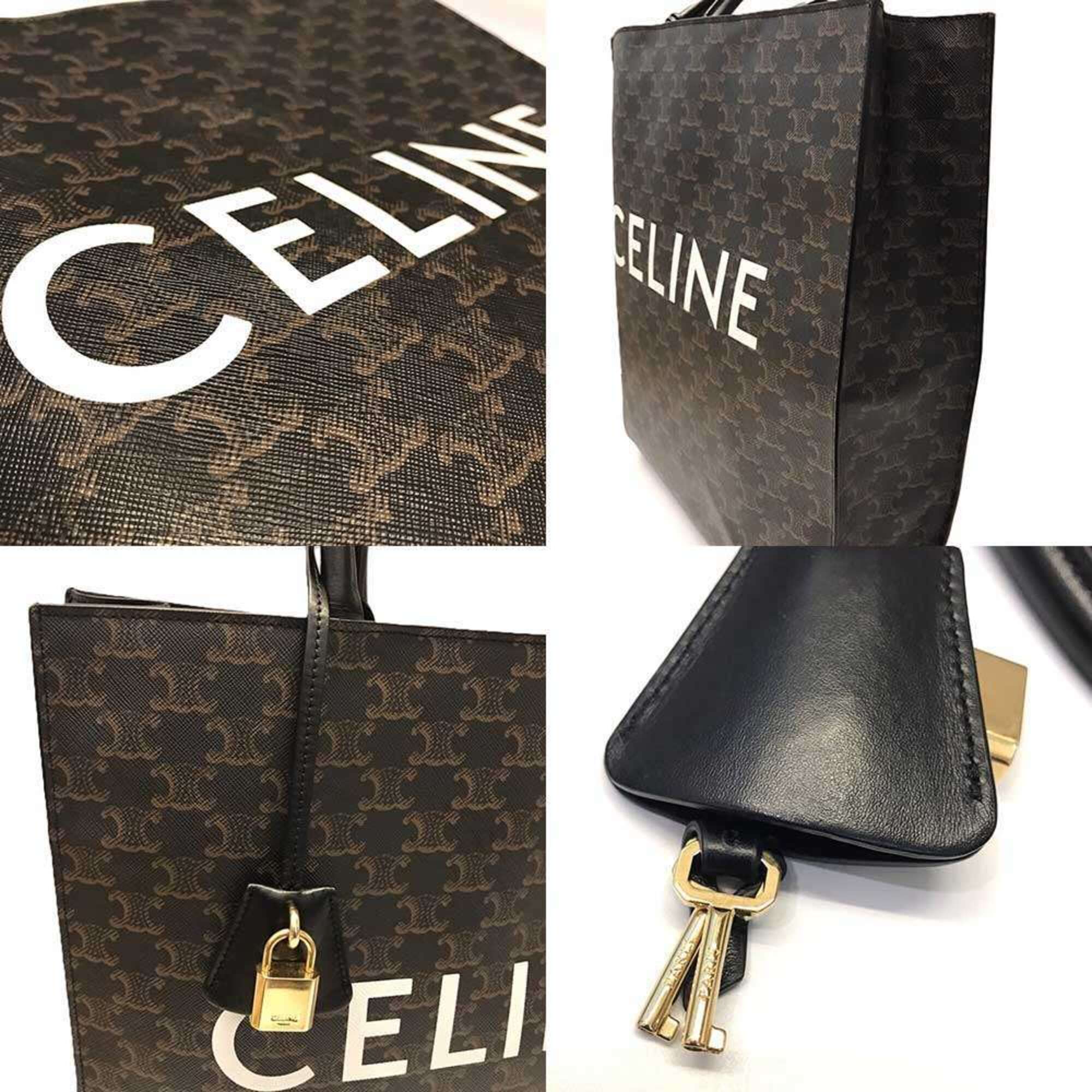 Celine Black Brown Coated Canvas Leather Tote Bag (Pre-Owned)