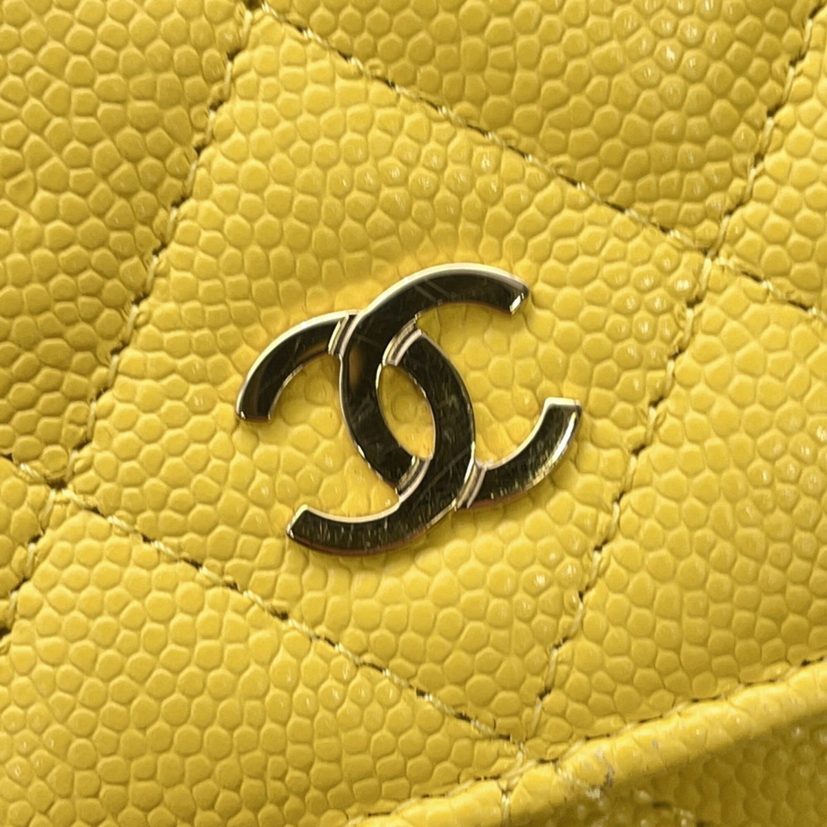 Chanel Yellow Grained Calfskin Chain/Shoulder Wallet (Pre-Owned)