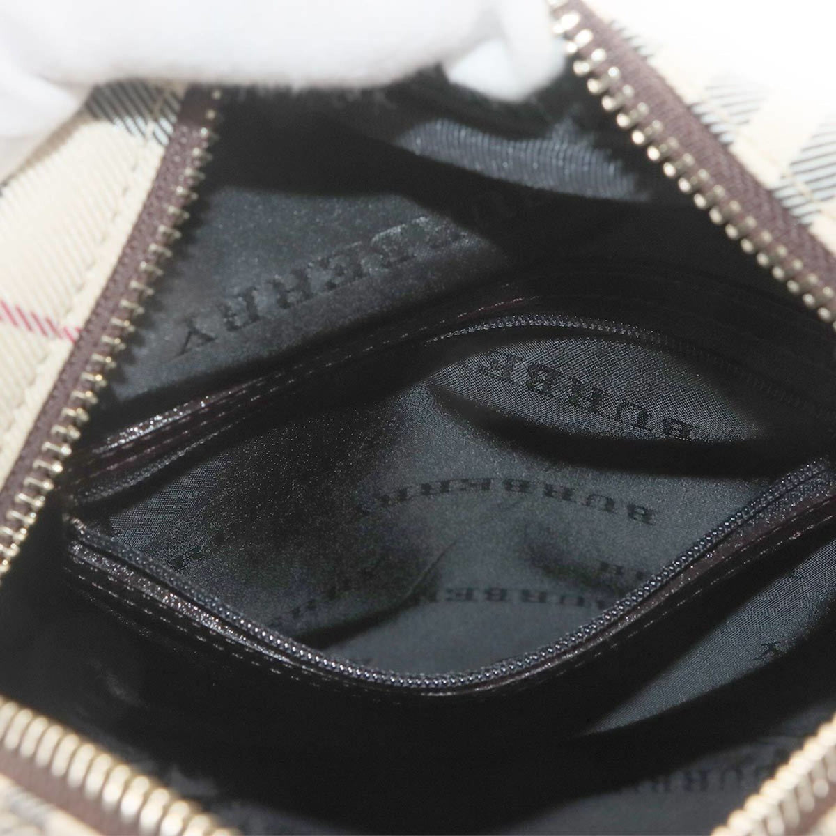 Burberry Beige Beige Brown Brown Canvas Handbag Shoulder Bag (Pre-Owned)