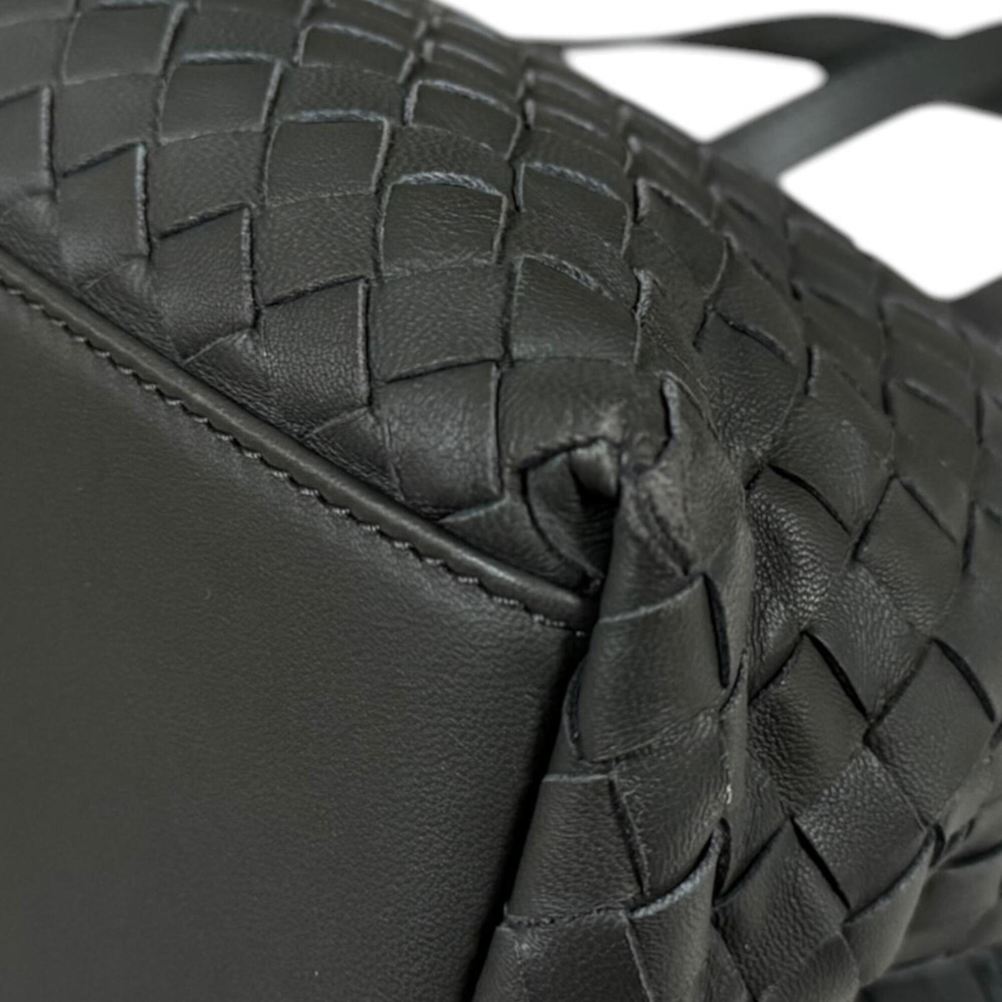 Bottega Veneta Intrecciato Gray Leather Handbag Shoulder Bag (Pre-Owned)