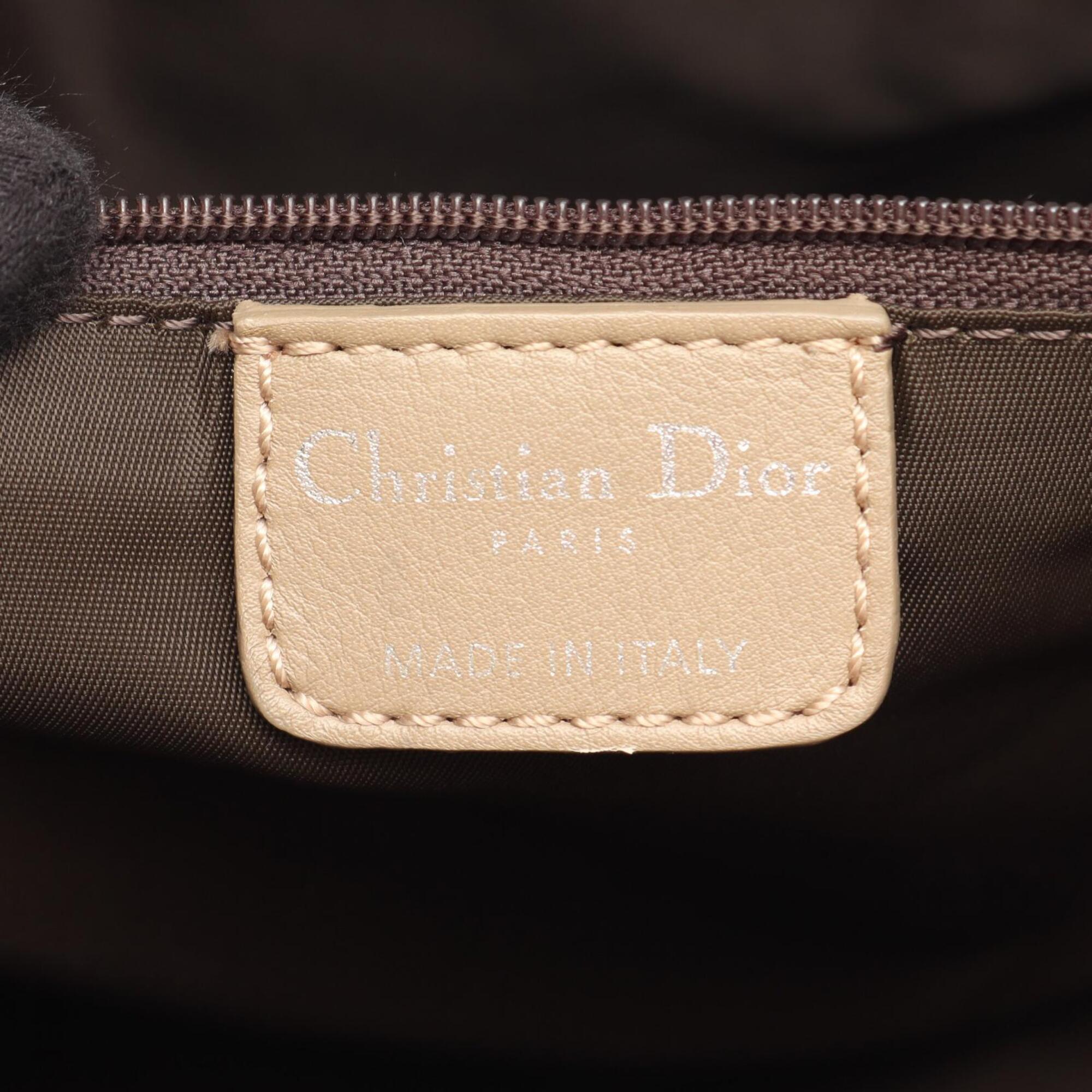 Christian Dior Beige Leather Nylon Canvas Handbag (Pre-Owned)