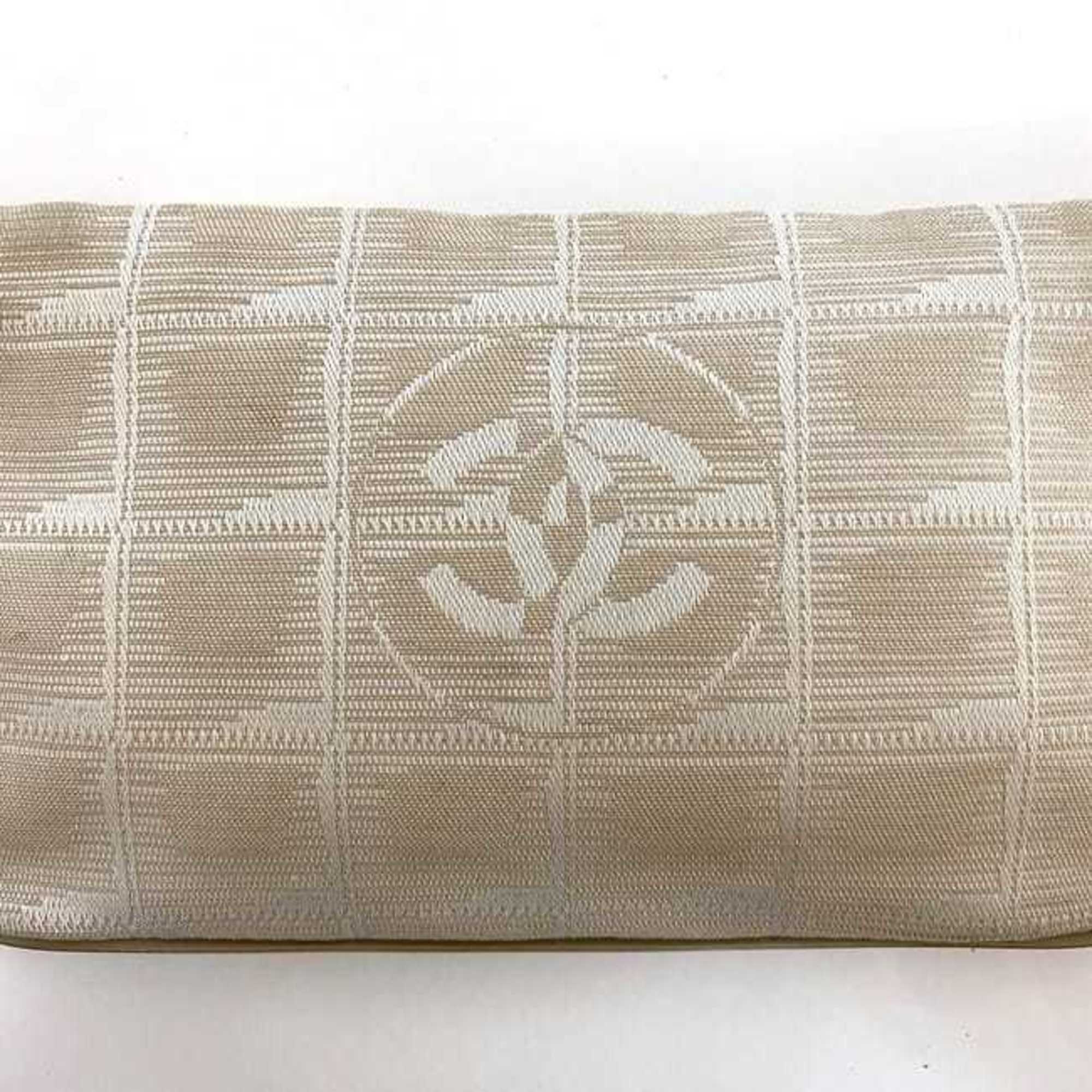 Chanel New Travel Line Beige Nylon Leather Pouch (Pre-Owned)