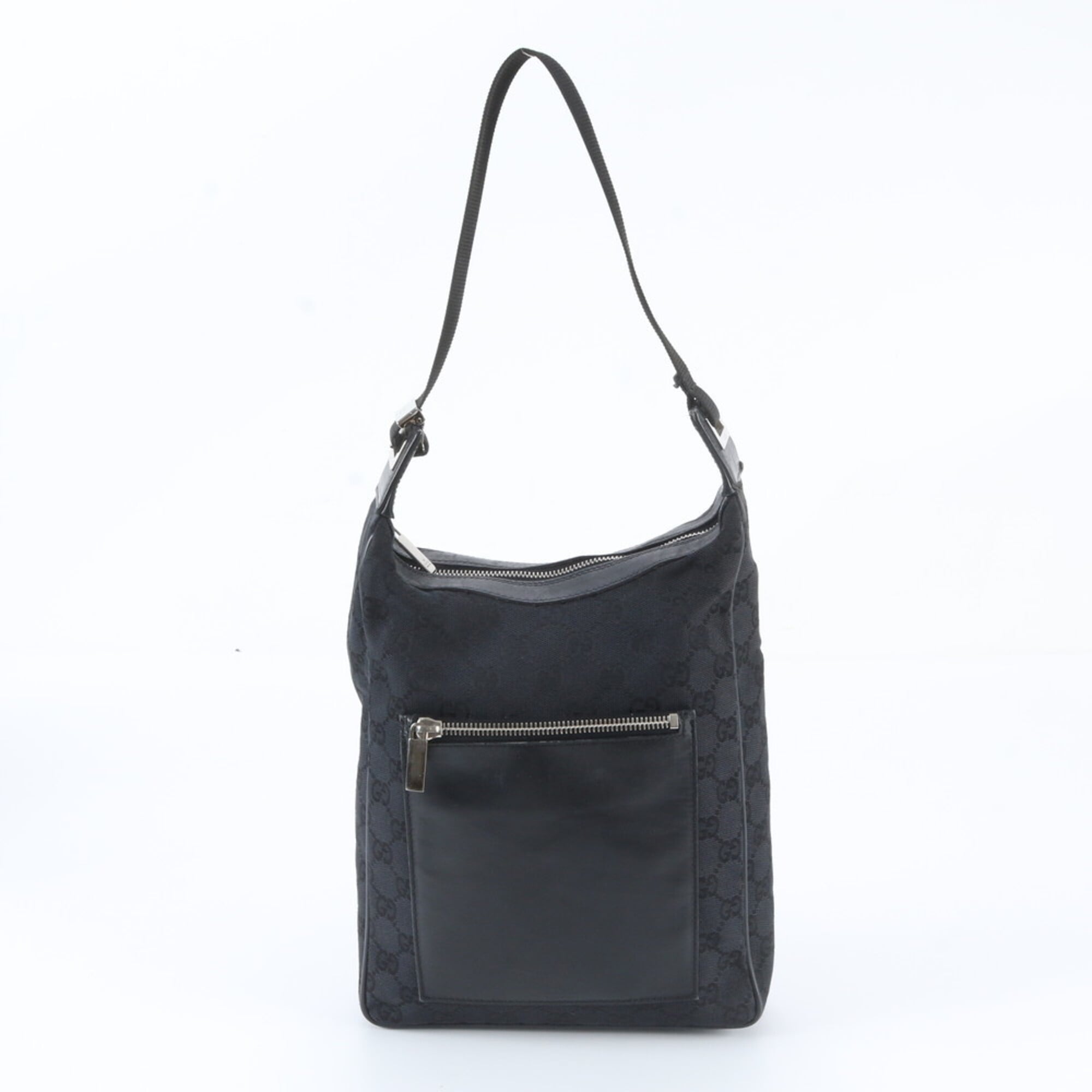 Gucci Black Leather Canvas Handbag Shoulder Bag (Pre-Owned)