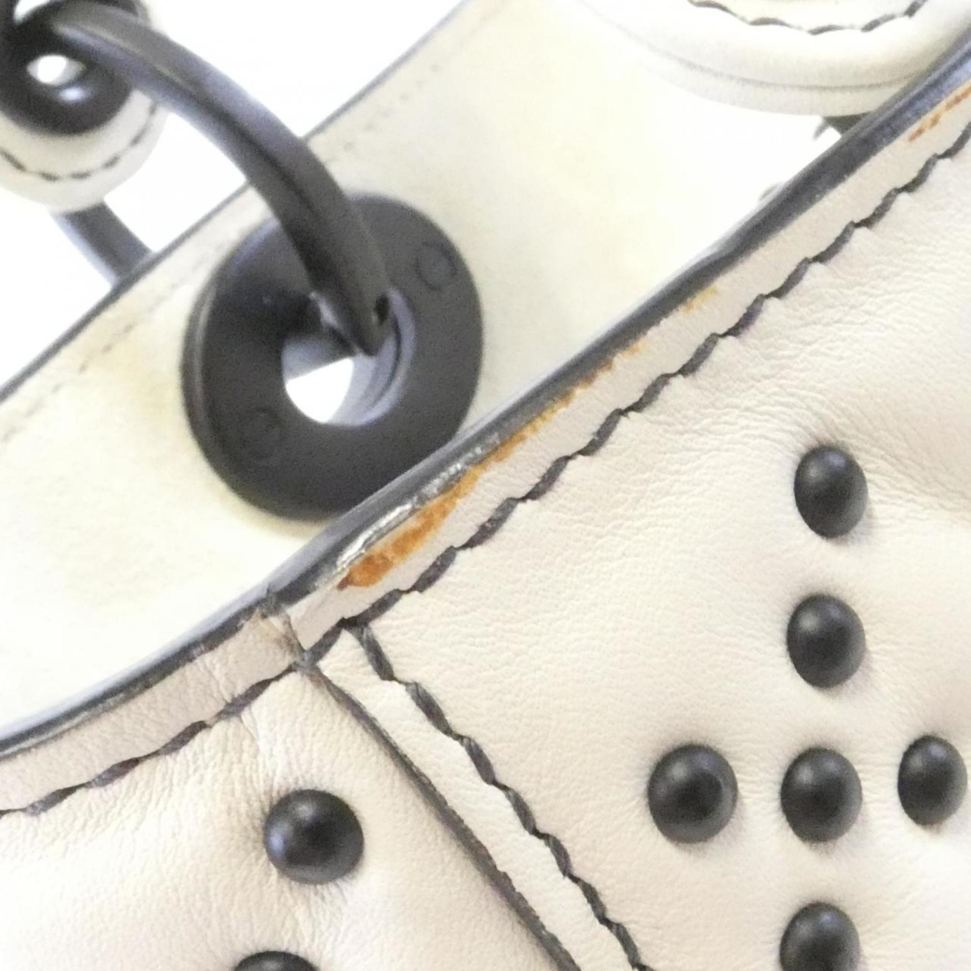 Christian Dior Black White Leather Handbag (Pre-Owned)