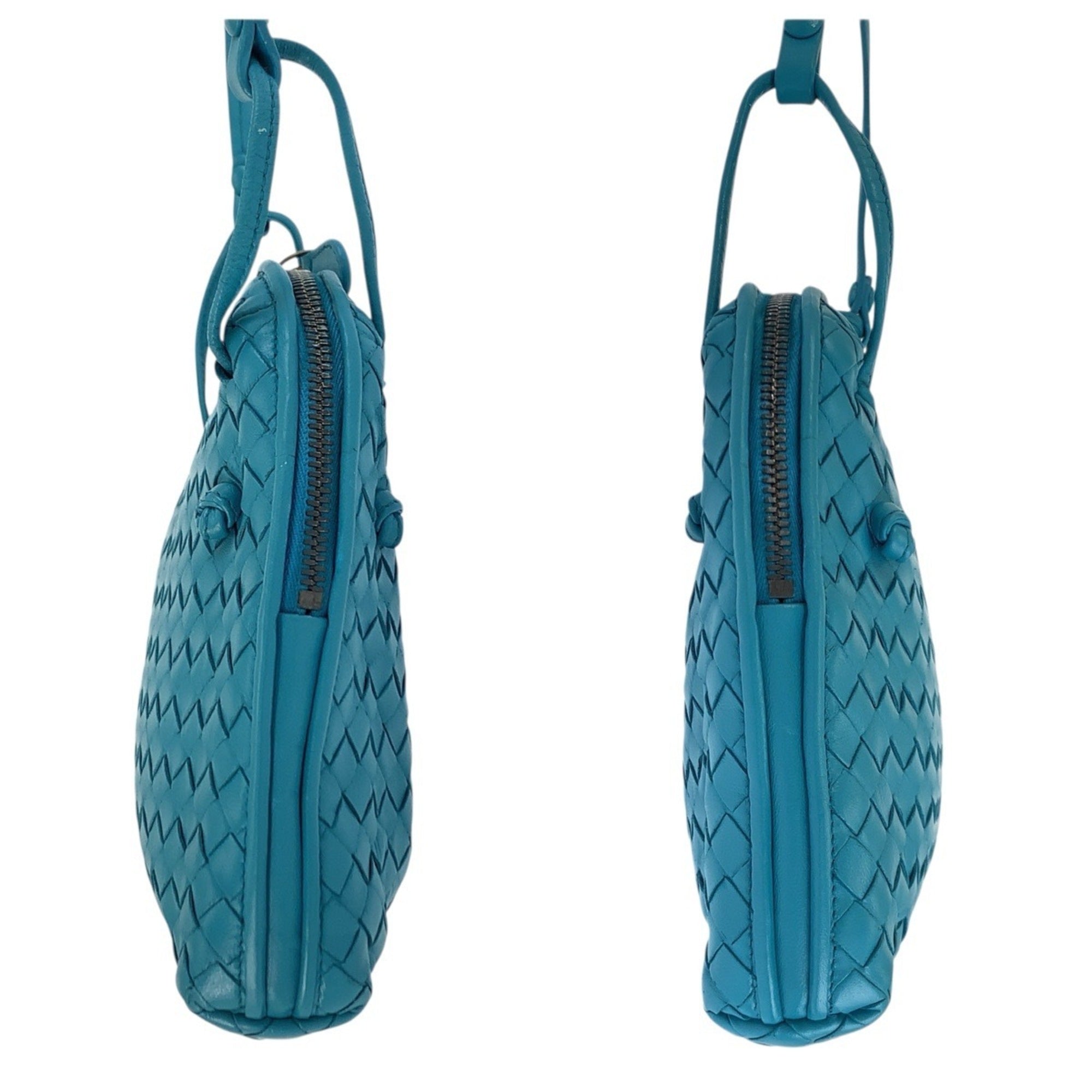 Bottega Veneta Turquoise Leather Pochette Shoulder Bag (Pre-Owned)