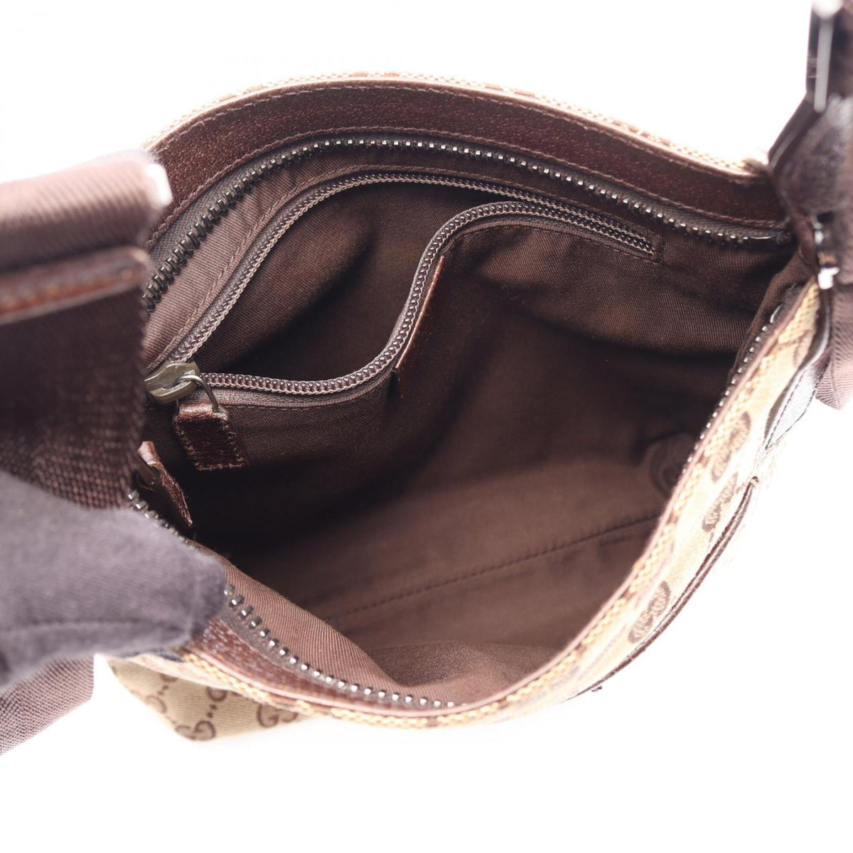 Gucci Beige Brown Gg Canvas Leather Handbag Shoulder Bag (Pre-Owned)