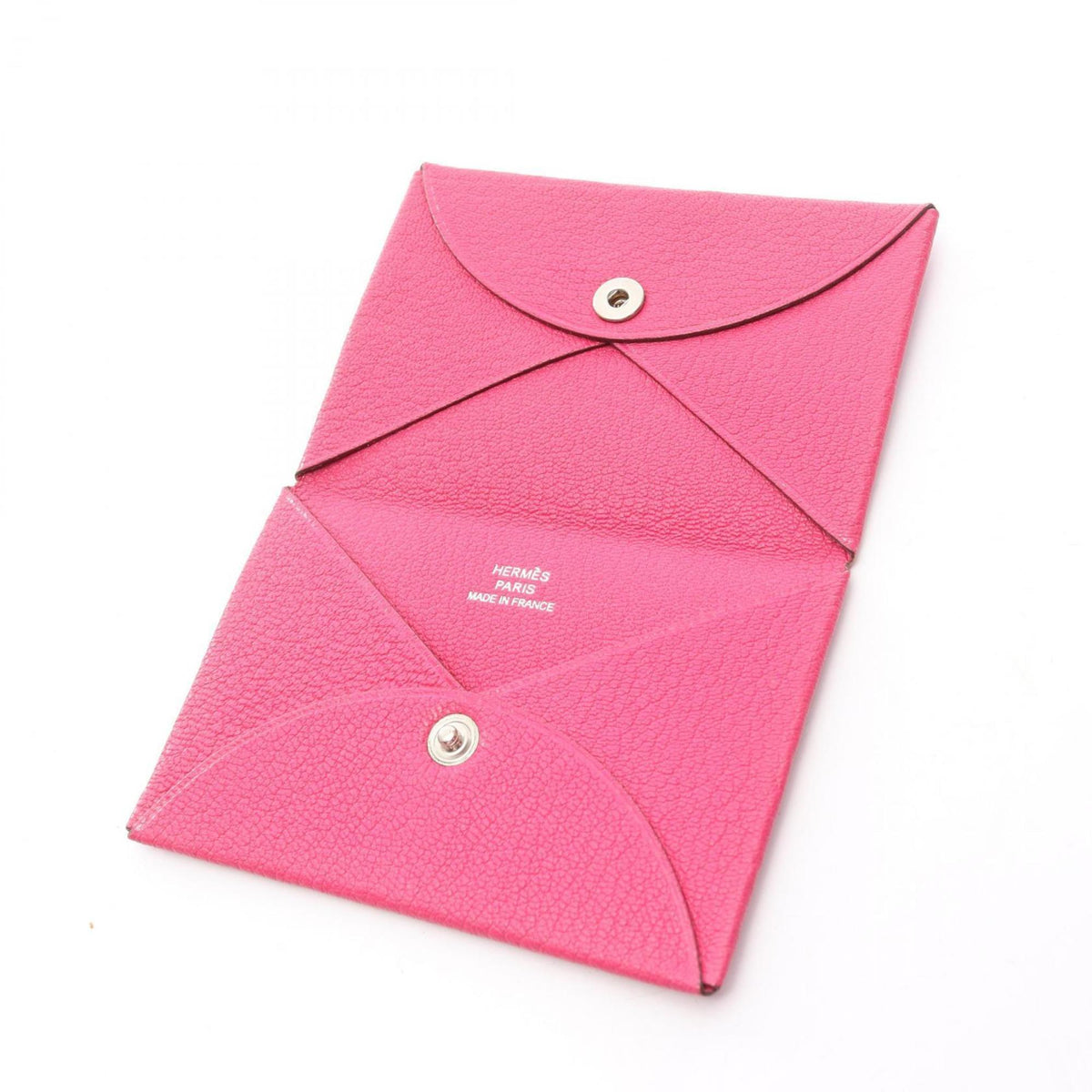 Hermes Pink Rose Shocking Chevre Leather Leather Coin Purse/Coin Case (Pre-Owned)
