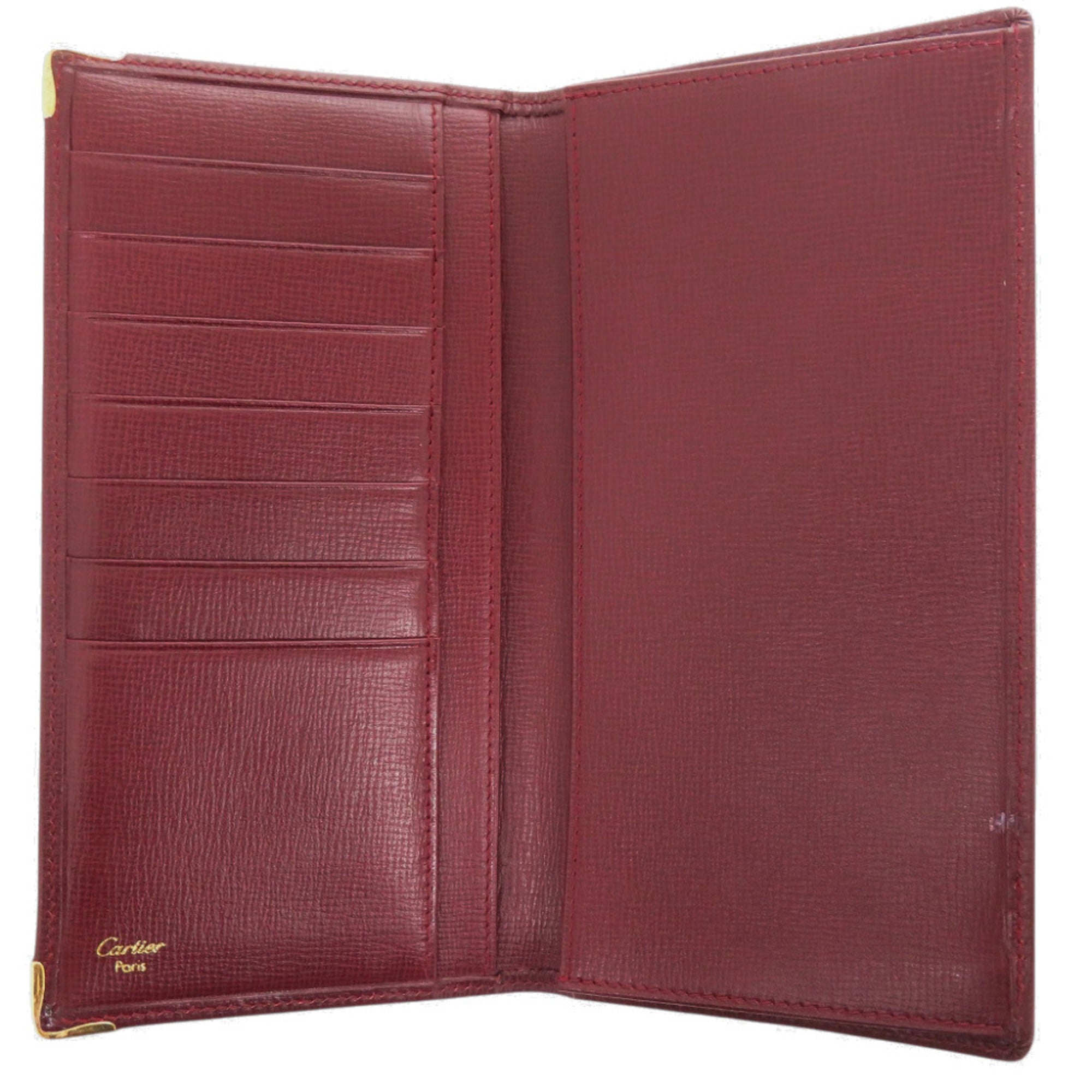 Cartier Bordeaux Leather Long Wallet (Bi-Fold) (Pre-Owned)