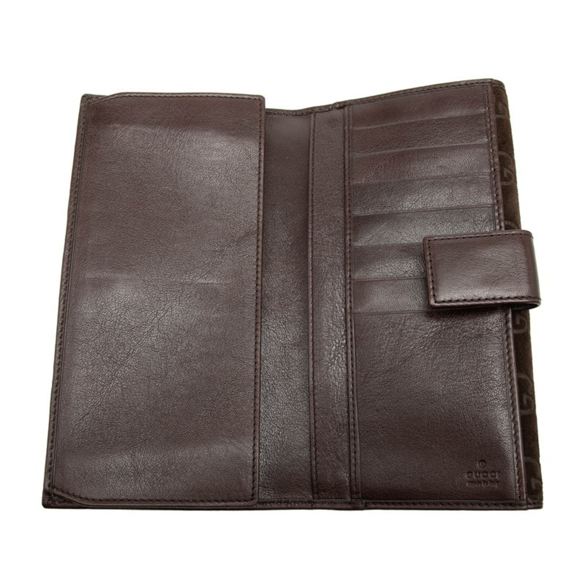 Gucci Brown Suede Leather Long Wallet (Bi-Fold) (Pre-Owned)