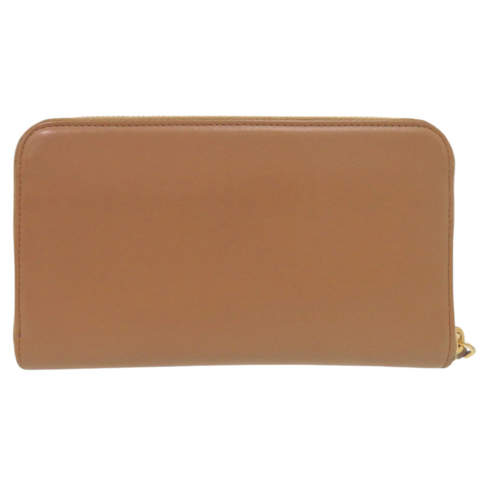 Prada Brown Camel Leather Long Wallet (Bi-Fold) (Pre-Owned)