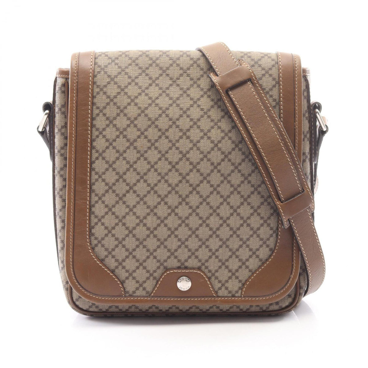 Gucci Beige Brown Coated Canvas Leather Handbag Shoulder Bag (Pre-Owned)