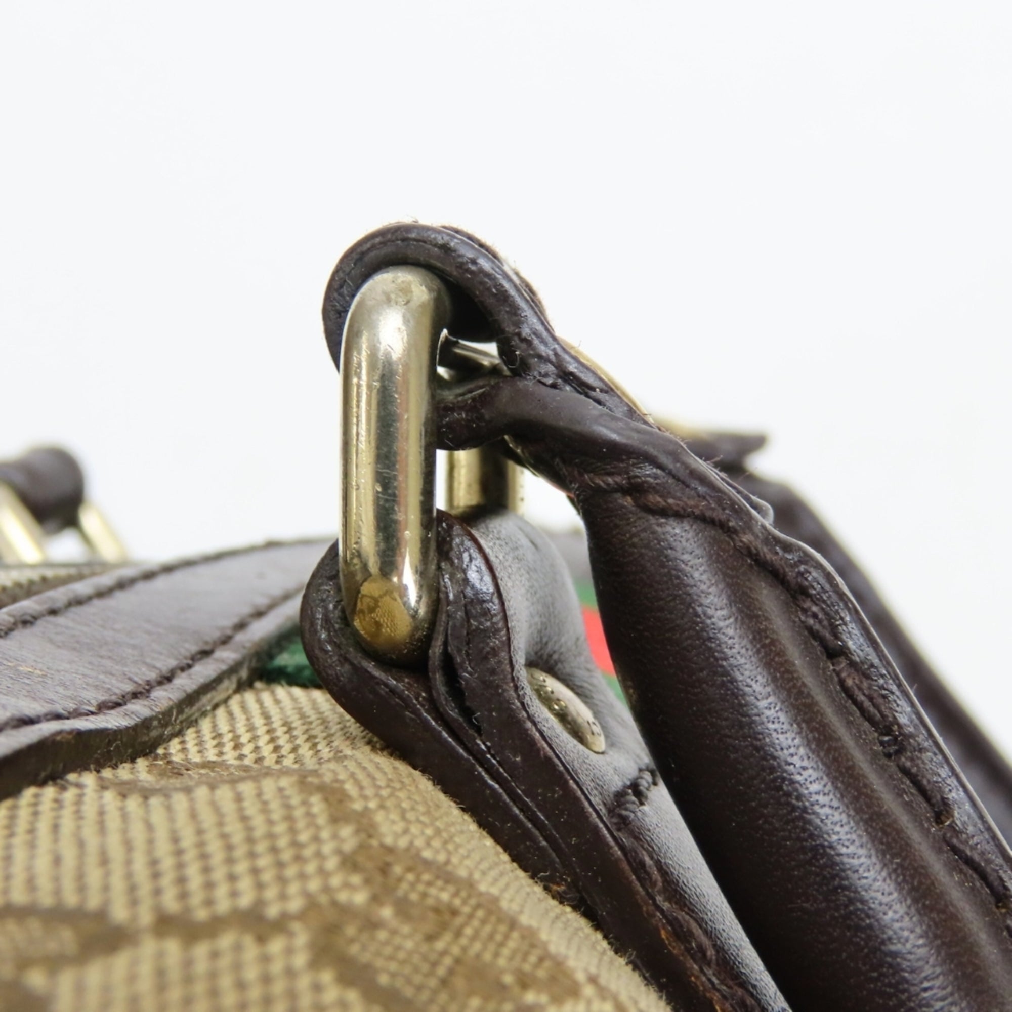 Gucci Beige Dark Brown Gg Canvas Handbag (Pre-Owned)